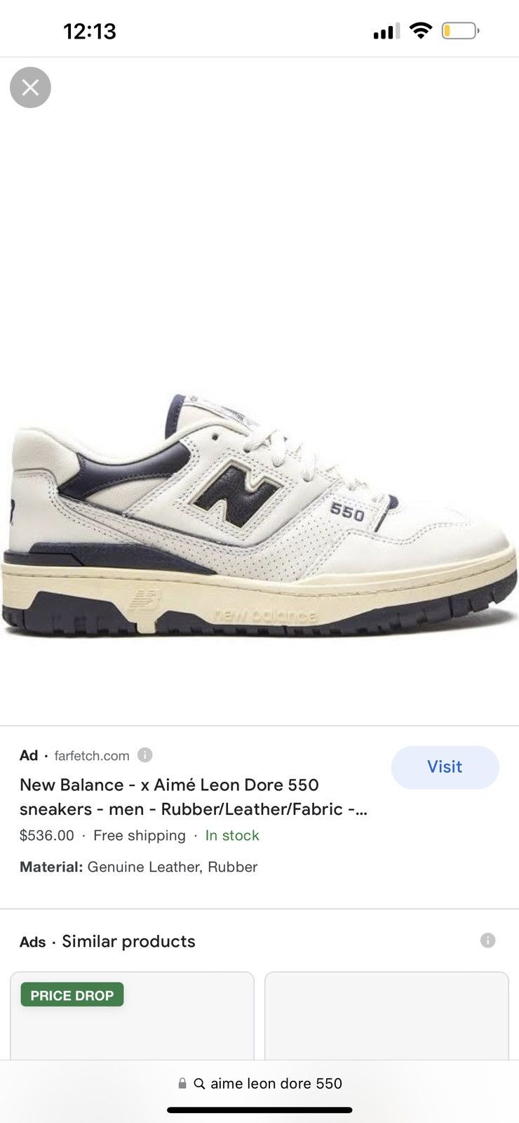 Aime Leon Dore × New Balance Aime Leon Dore New Balance 550 Navy size 9 Size US 9 / EU 42 - 3 Thumbnail