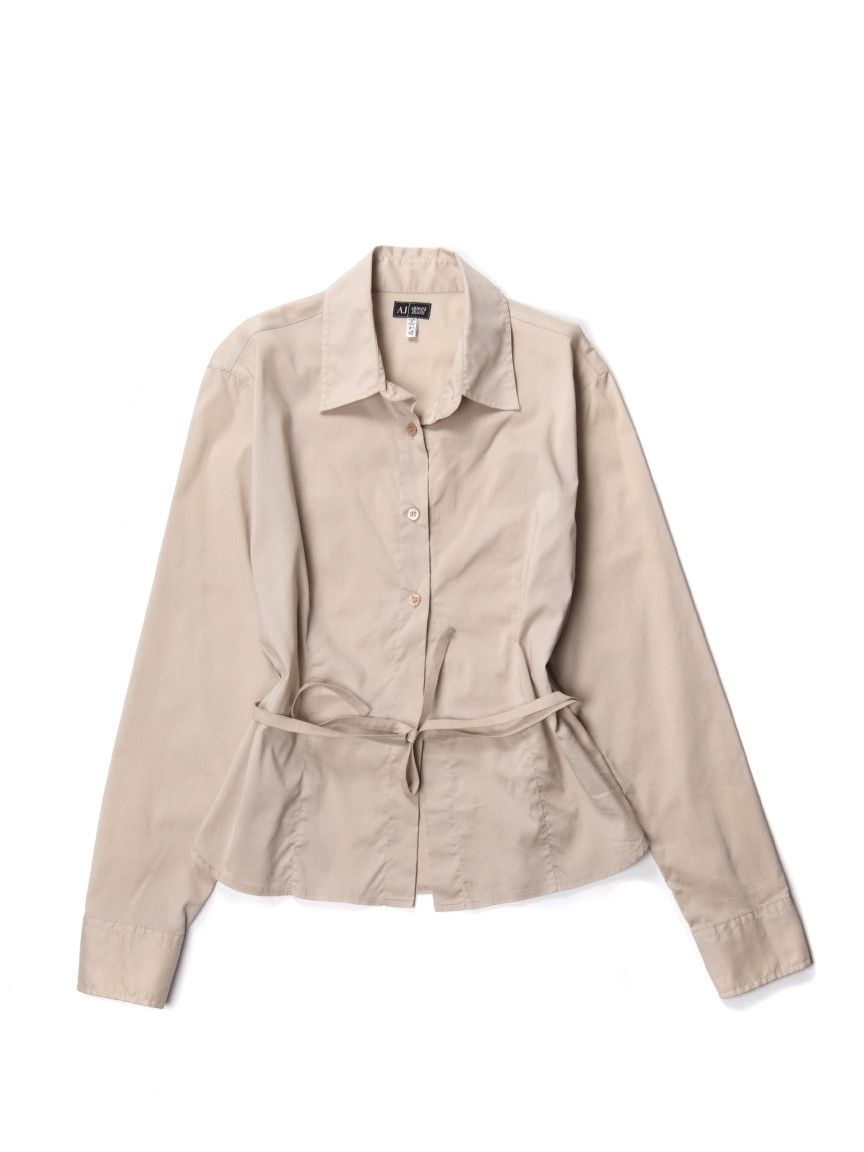 Emporio Armani × Vintage Vintage Armani Jeans Bondage Laces Beige Shirt Size L / US 10 / IT 46 - 1 Thumbnail