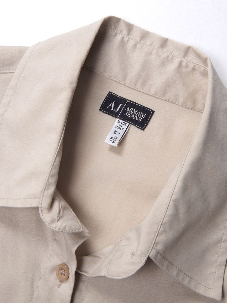 Emporio Armani × Vintage Vintage Armani Jeans Bondage Laces Beige Shirt Size L / US 10 / IT 46 - 4 Thumbnail