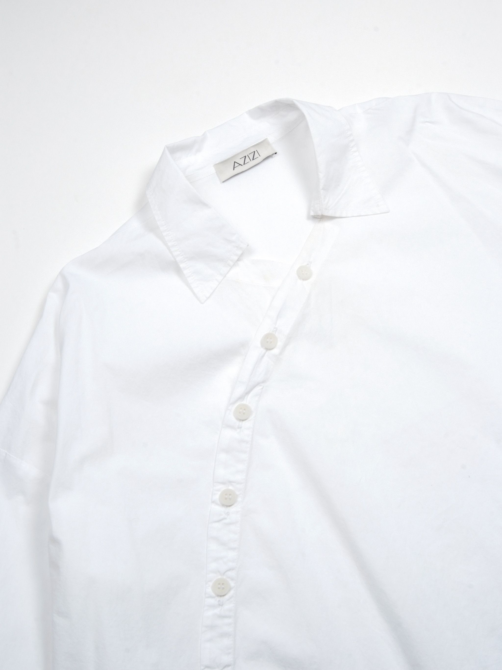 Designer AZIZI Cotton White Oversized Shirt Size M / US 6-8 / IT 42-44 - 3 Thumbnail