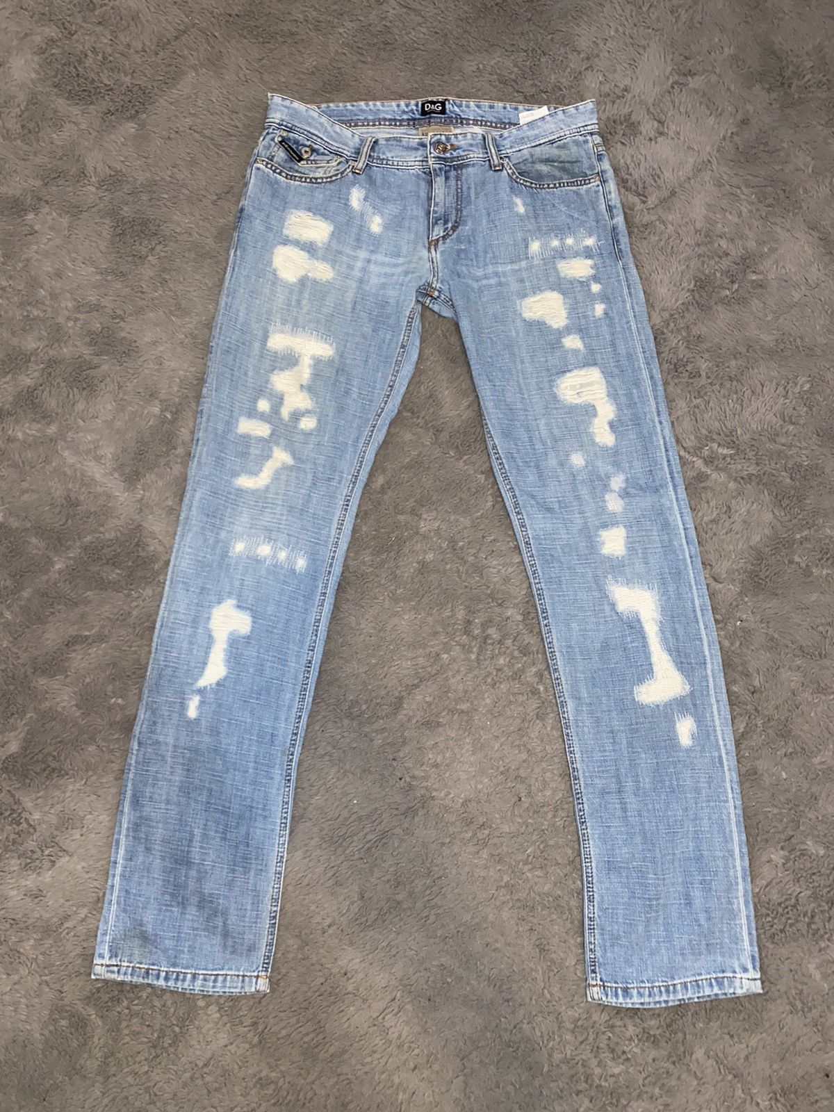 Image of Archival Clothing x Dolce Gabbana Dolce&gabanna Drip Distressed Denim 90's Very in Blue (Size 34)