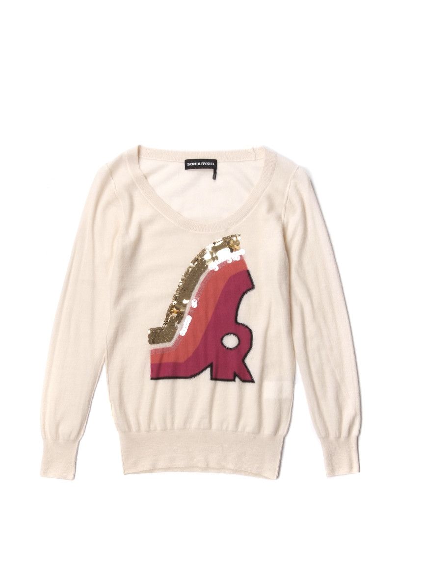 Designer × Sonia Rykiel Sonia Rykiel Cashmere Beige Embellished Sweater Size S / US 4 / IT 40 - 1 Thumbnail