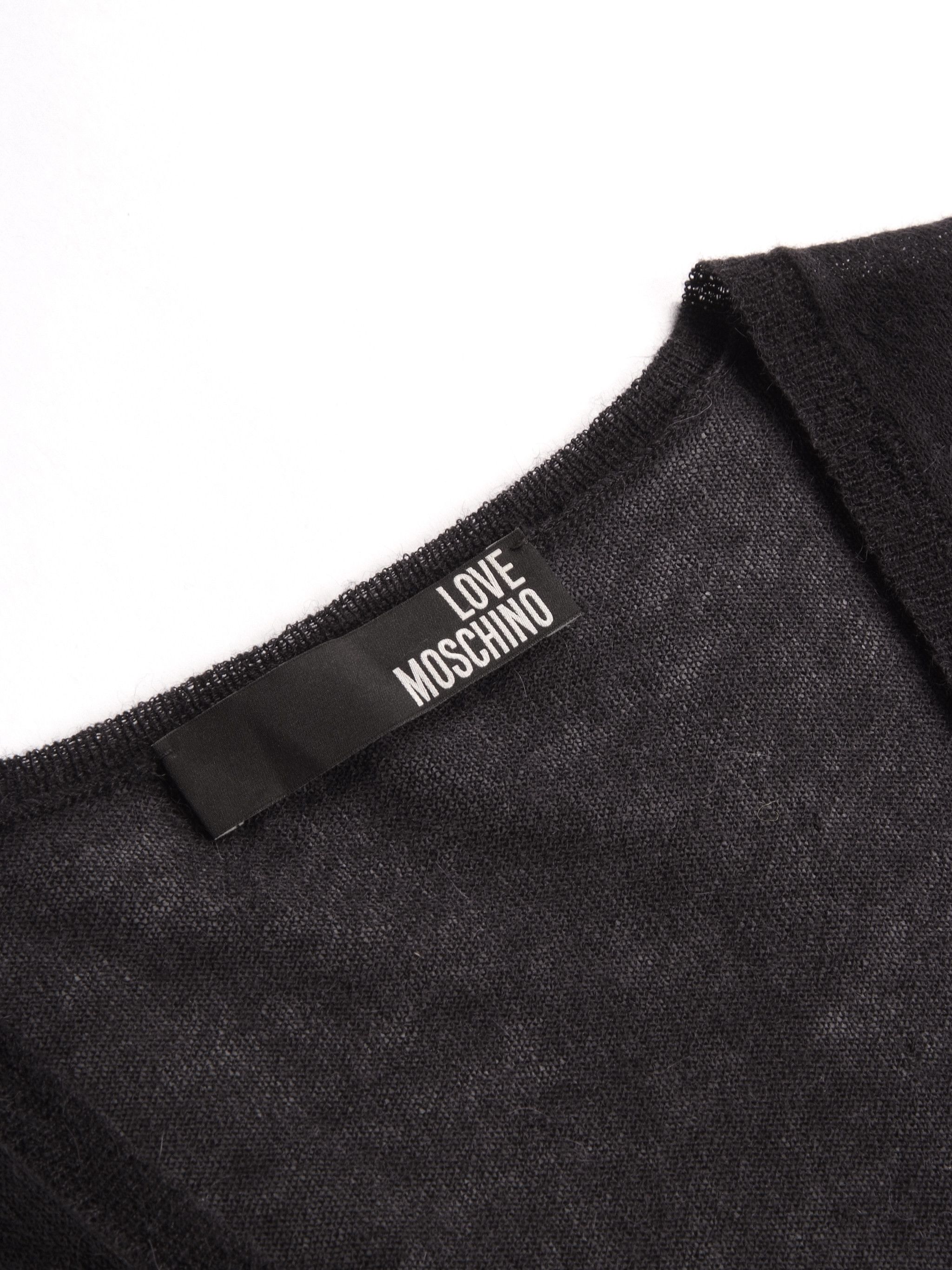 Love Moschino × Moschino y2k Love Moschino V Neck Black Wool Mohair Sweater US4 Size S / US 4 / IT 40 - 6 Thumbnail