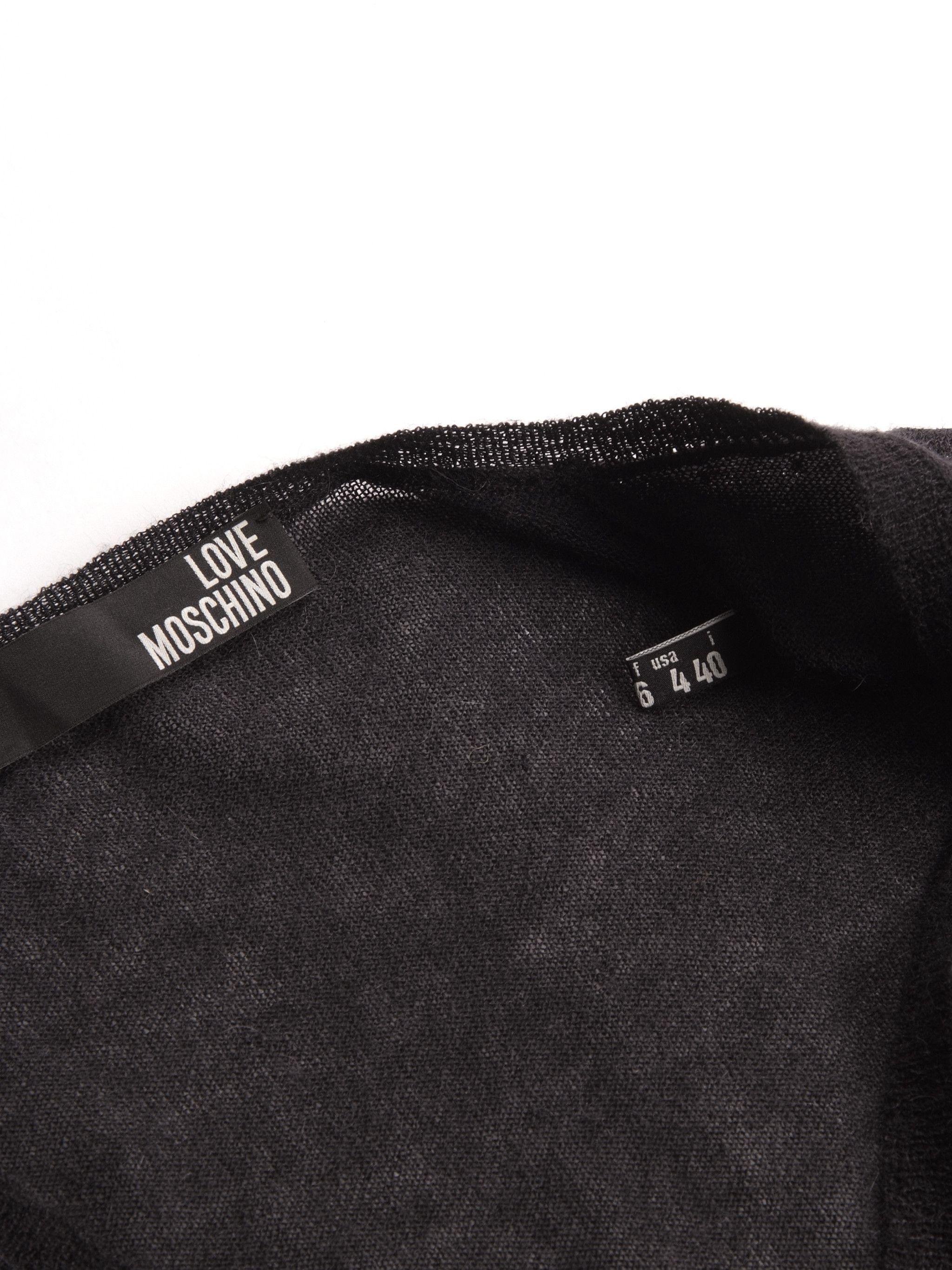 Love Moschino × Moschino y2k Love Moschino V Neck Black Wool Mohair Sweater US4 Size S / US 4 / IT 40 - 5 Thumbnail