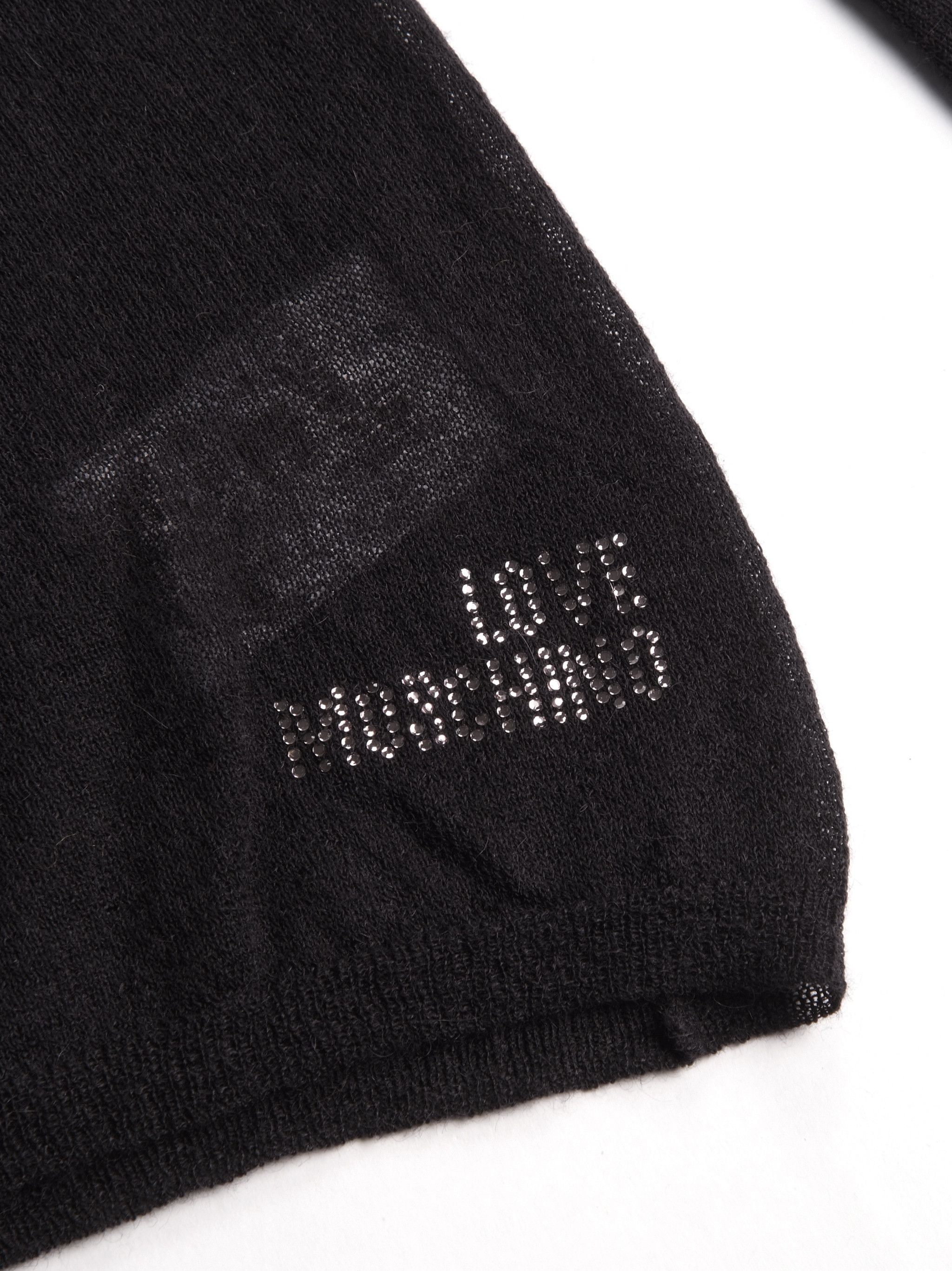 Love Moschino × Moschino y2k Love Moschino V Neck Black Wool Mohair Sweater US4 Size S / US 4 / IT 40 - 2 Thumbnail
