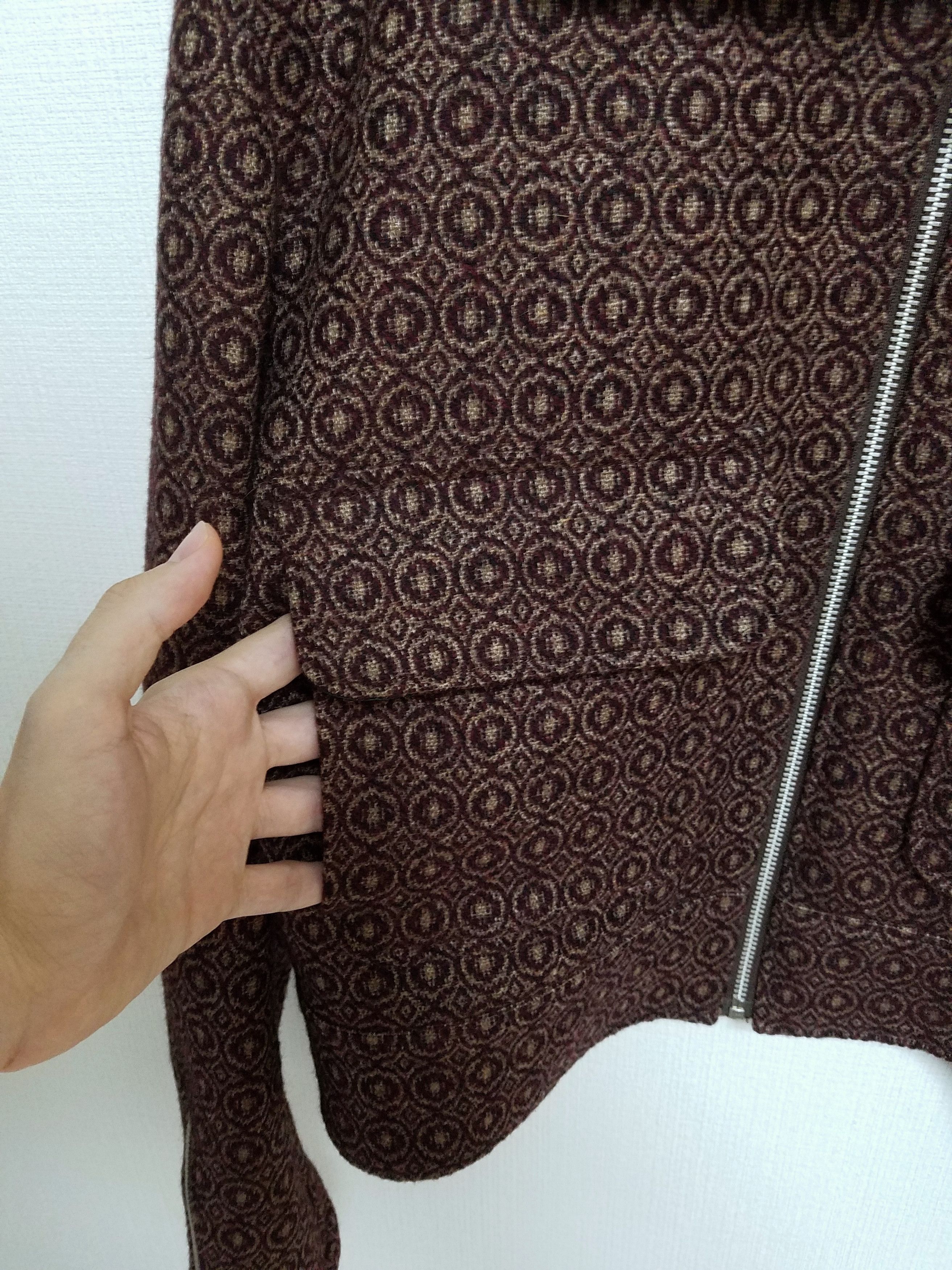 Katharine Hamnett London 90s Hamnett pattern zipped wool blouson w/ removable collar Size US M / EU 48-50 / 2 - 8 Thumbnail