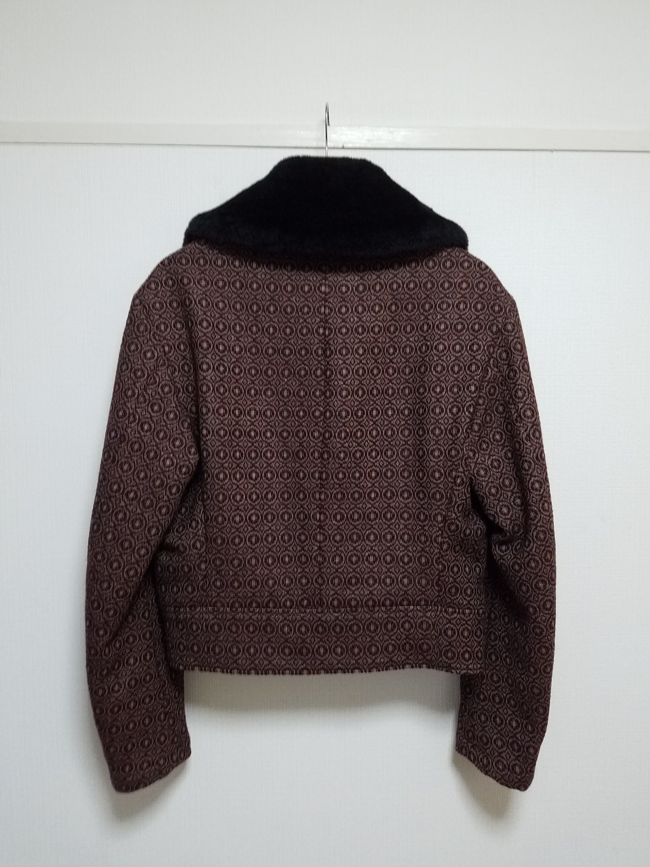 Katharine Hamnett London 90s Hamnett pattern zipped wool blouson w/ removable collar Size US M / EU 48-50 / 2 - 6 Thumbnail