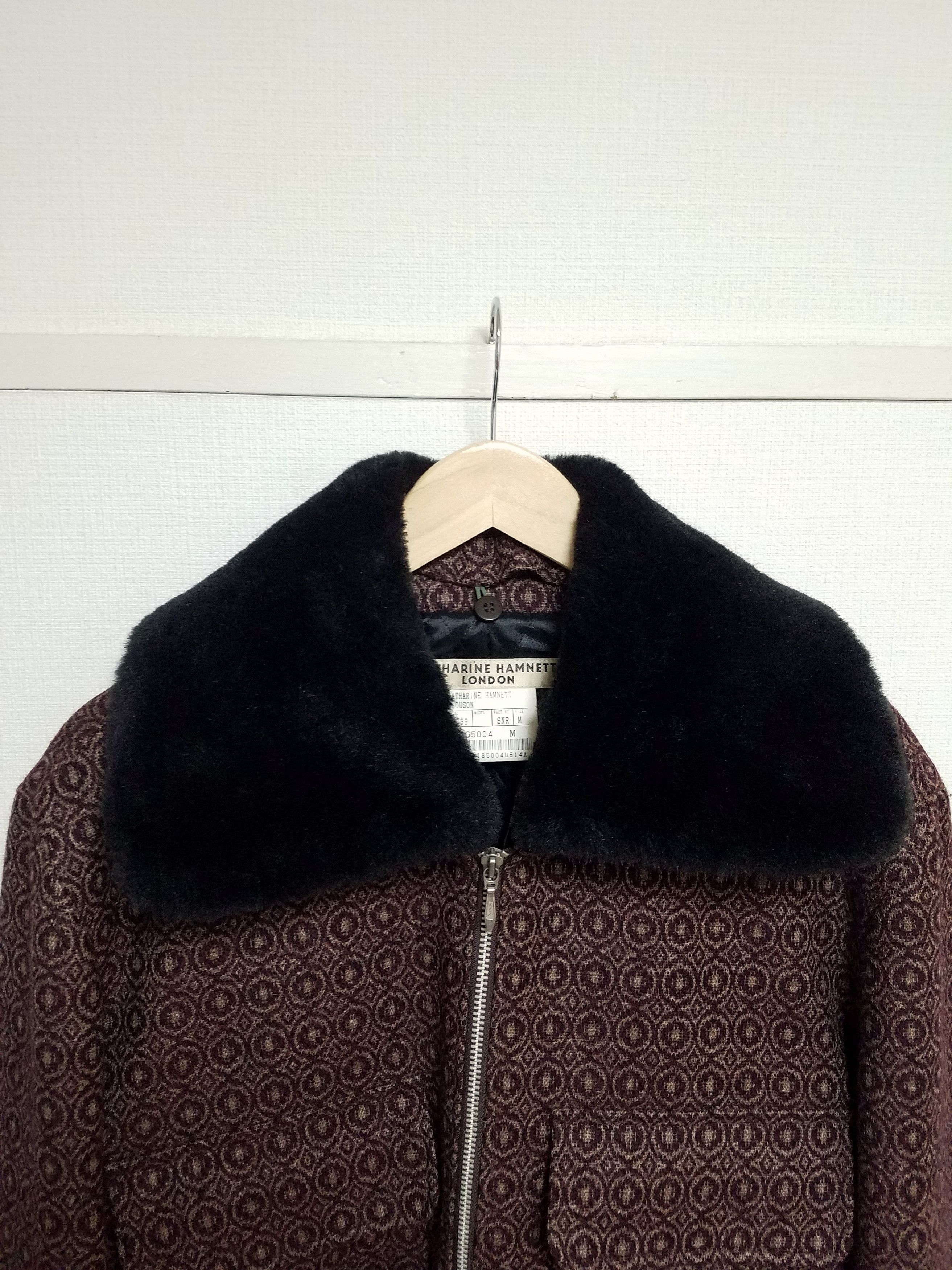 Katharine Hamnett London 90s Hamnett pattern zipped wool blouson w/ removable collar Size US M / EU 48-50 / 2 - 5 Thumbnail