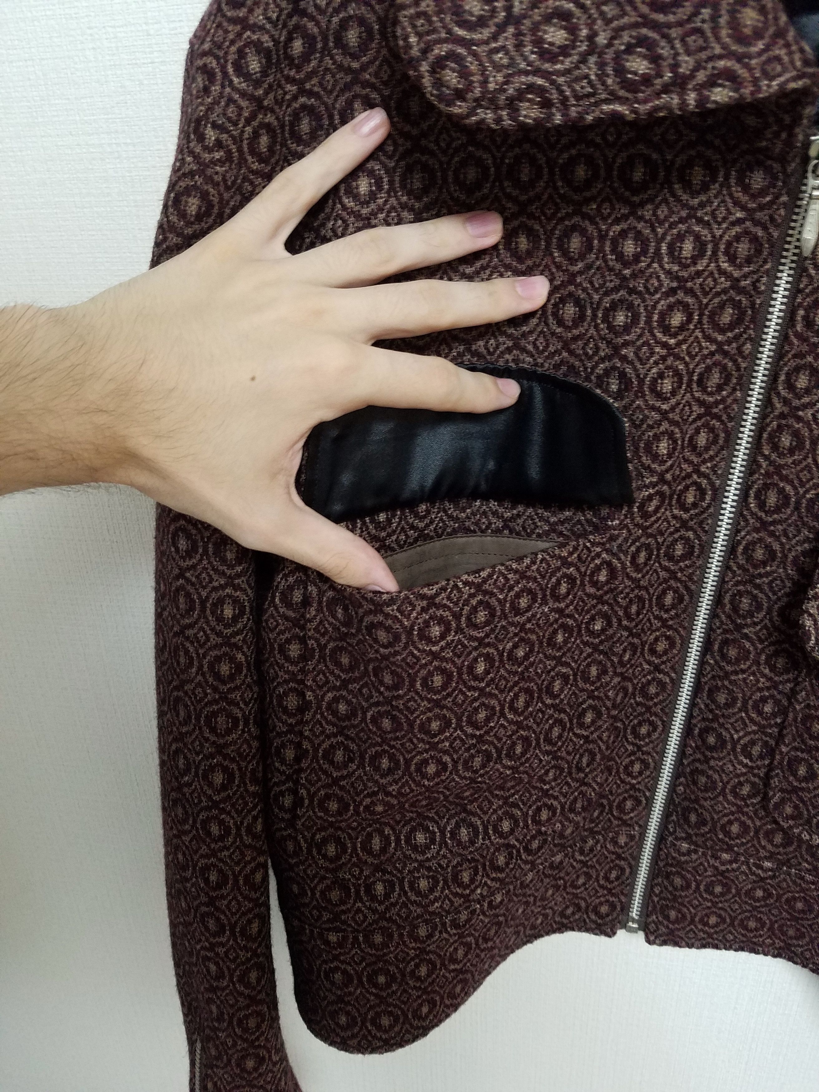 Katharine Hamnett London 90s Hamnett pattern zipped wool blouson w/ removable collar Size US M / EU 48-50 / 2 - 7 Thumbnail