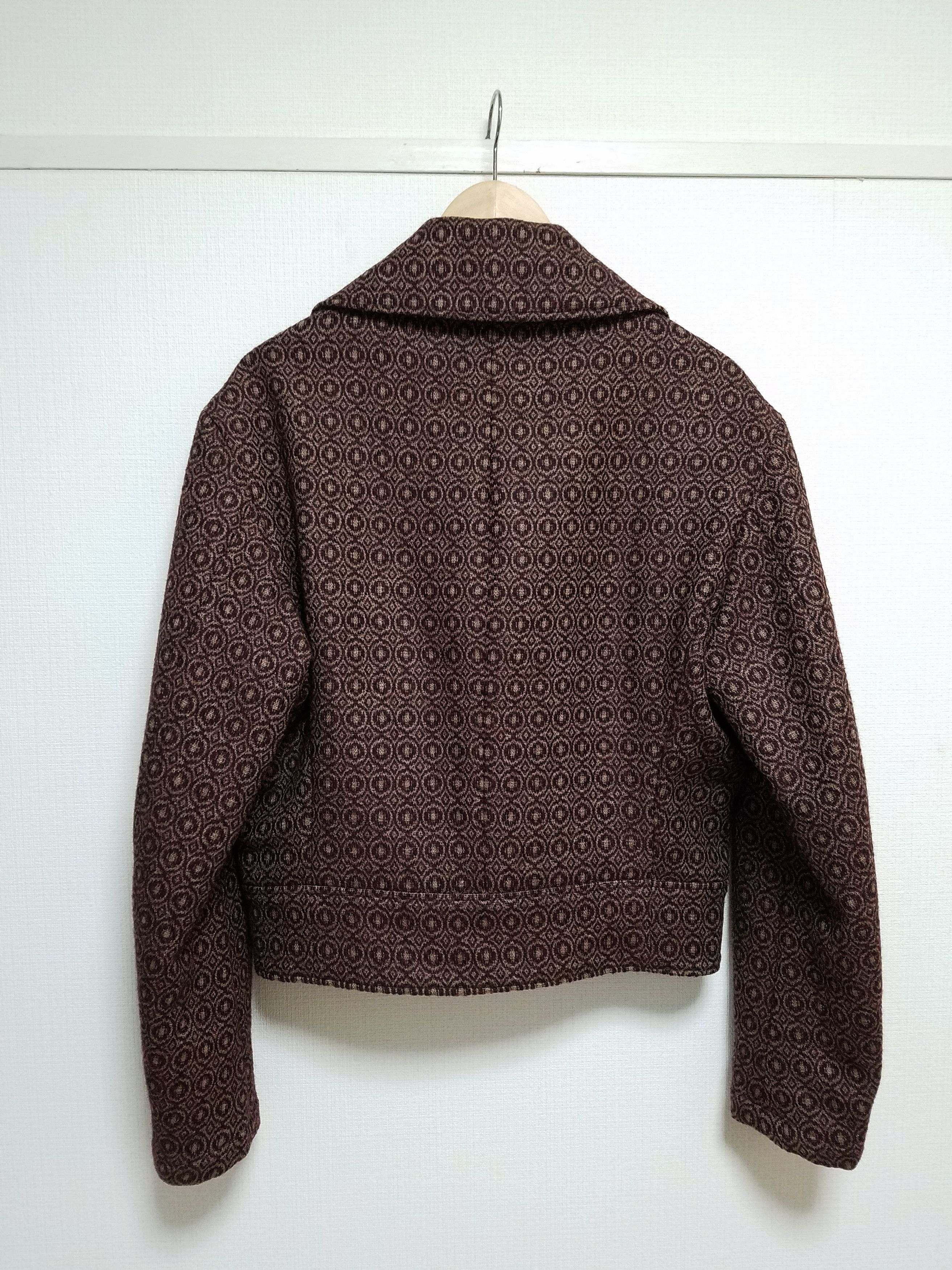 Katharine Hamnett London 90s Hamnett pattern zipped wool blouson w/ removable collar Size US M / EU 48-50 / 2 - 3 Thumbnail