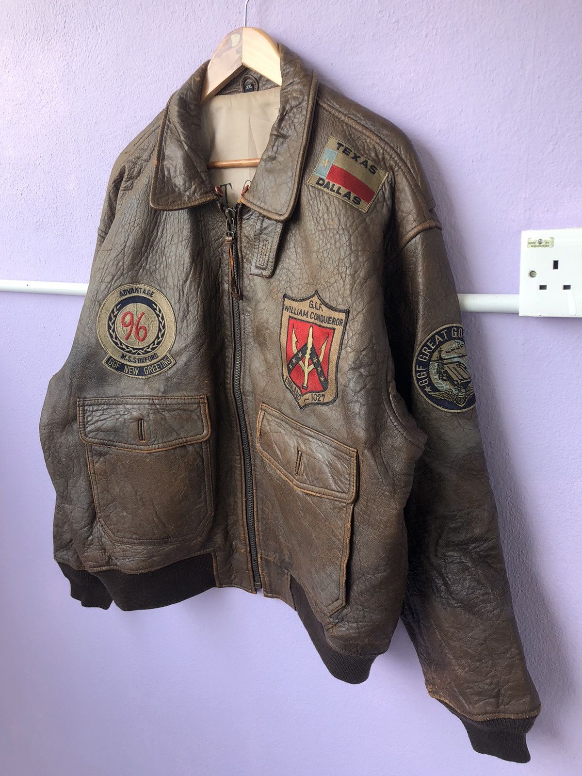 Other 🔥 STEALS 🔥Vintage GGF Great Golden Fox Leather Bomber Jacket Size US XXL / EU 58 / 5 - 6 Thumbnail