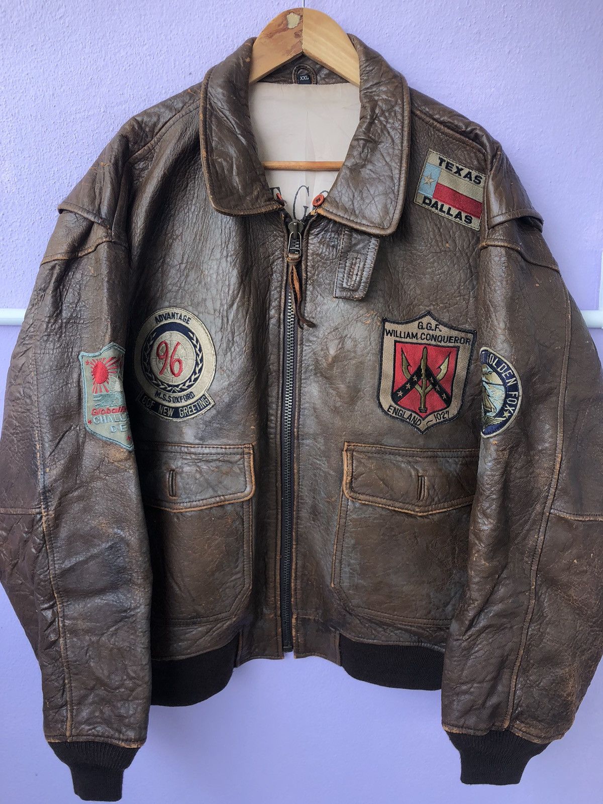 Other 🔥 STEALS 🔥Vintage GGF Great Golden Fox Leather Bomber Jacket Size US XXL / EU 58 / 5 - 9 Thumbnail