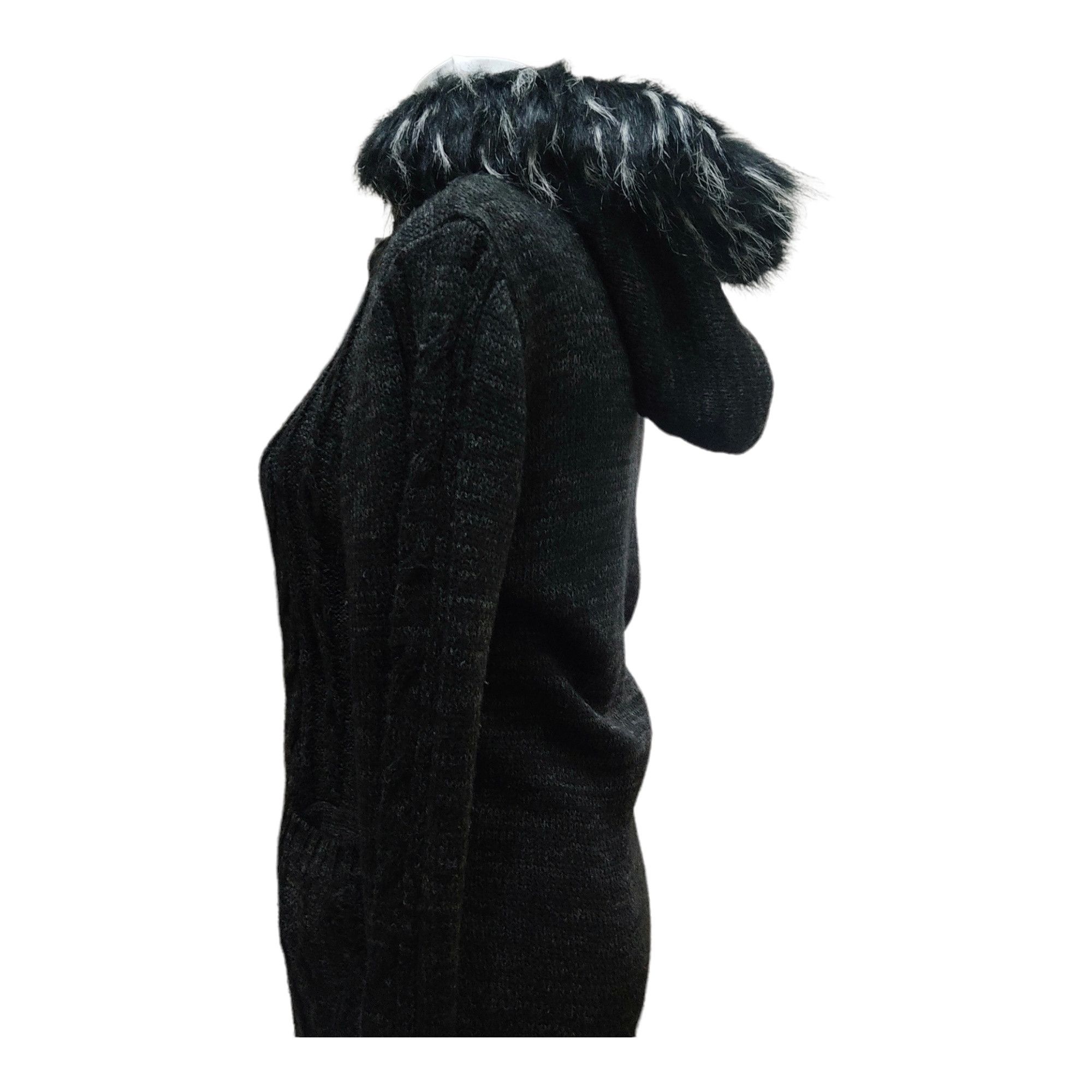 semanticdesign Semantic Design Racoon Fur Hooded Knitted Sweater Jacket Size S / US 4 / IT 40 - 7 Thumbnail