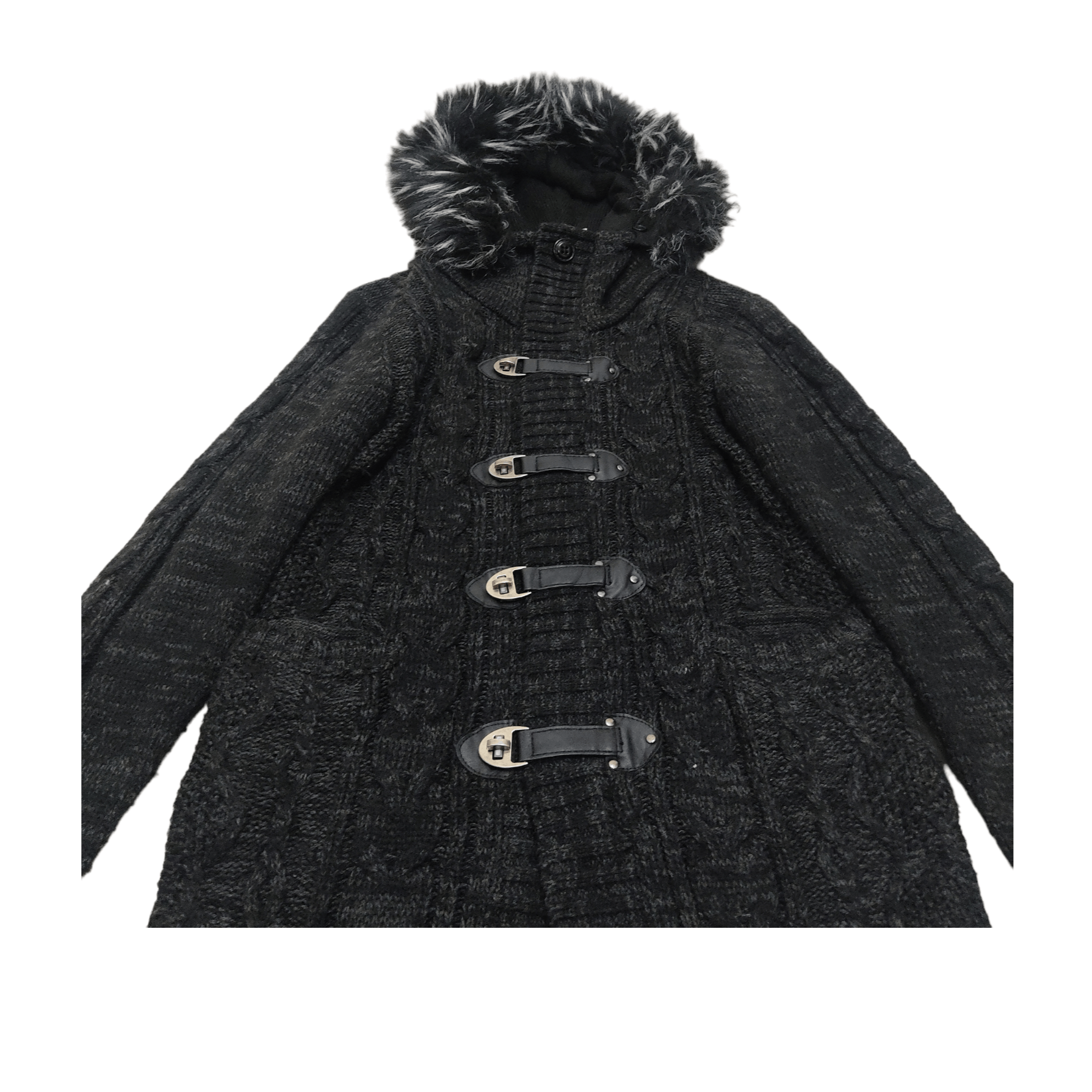 semanticdesign Semantic Design Racoon Fur Hooded Knitted Sweater Jacket Size S / US 4 / IT 40 - 4 Thumbnail
