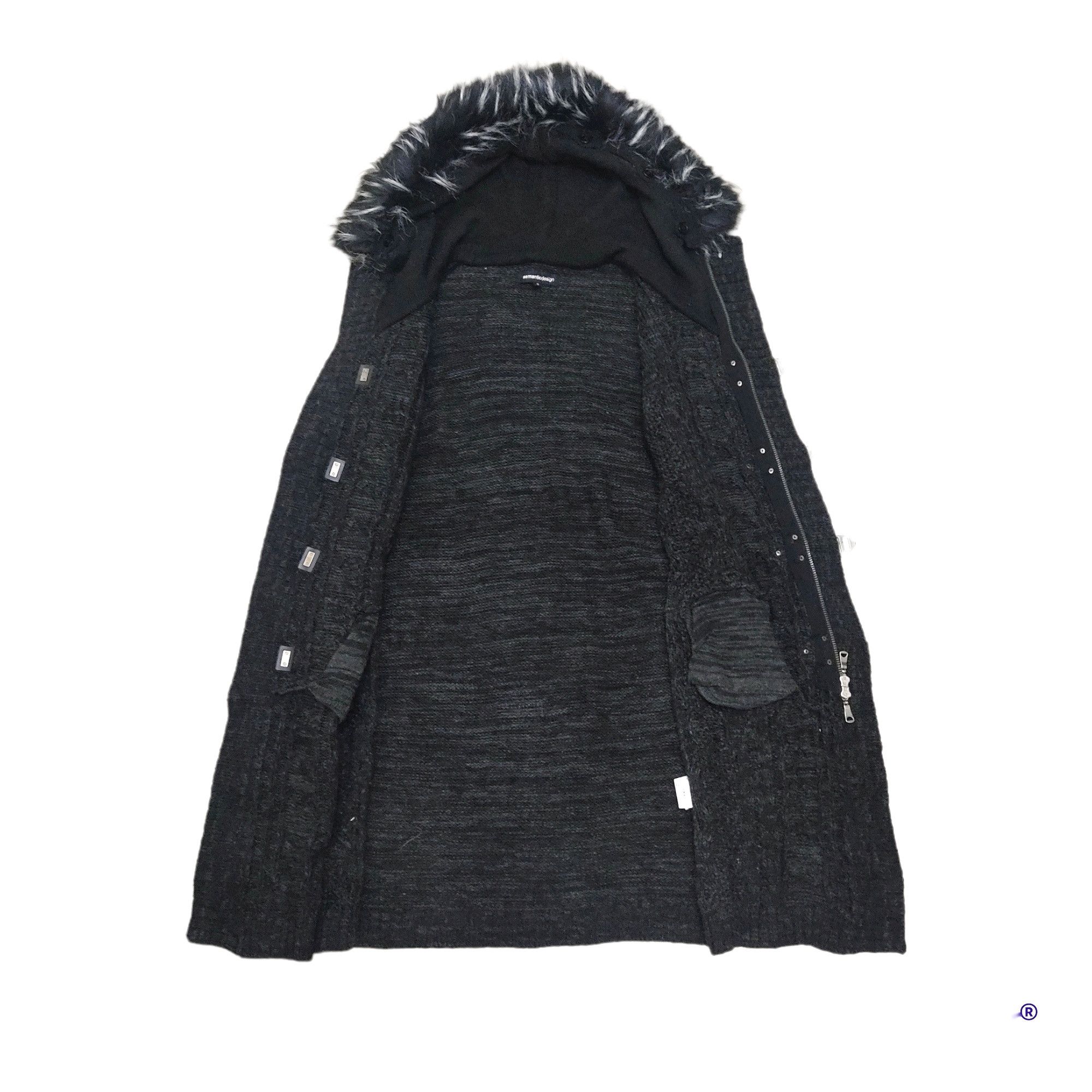semanticdesign Semantic Design Racoon Fur Hooded Knitted Sweater Jacket Size S / US 4 / IT 40 - 2 Thumbnail
