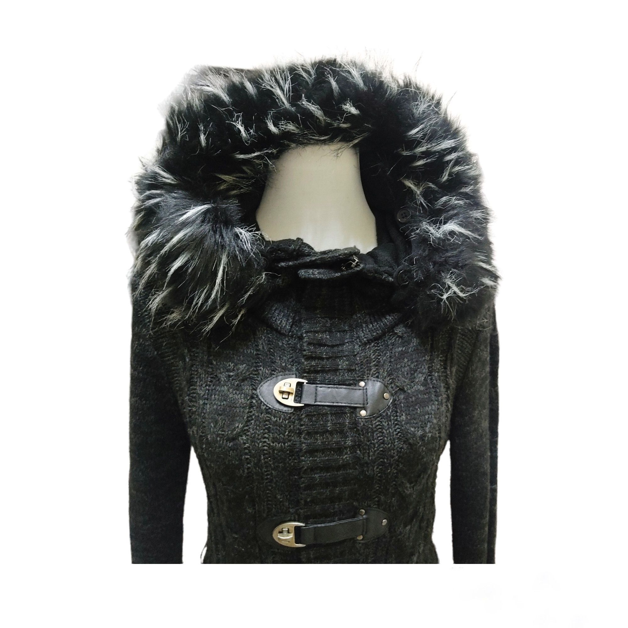 semanticdesign Semantic Design Racoon Fur Hooded Knitted Sweater Jacket Size S / US 4 / IT 40 - 5 Thumbnail