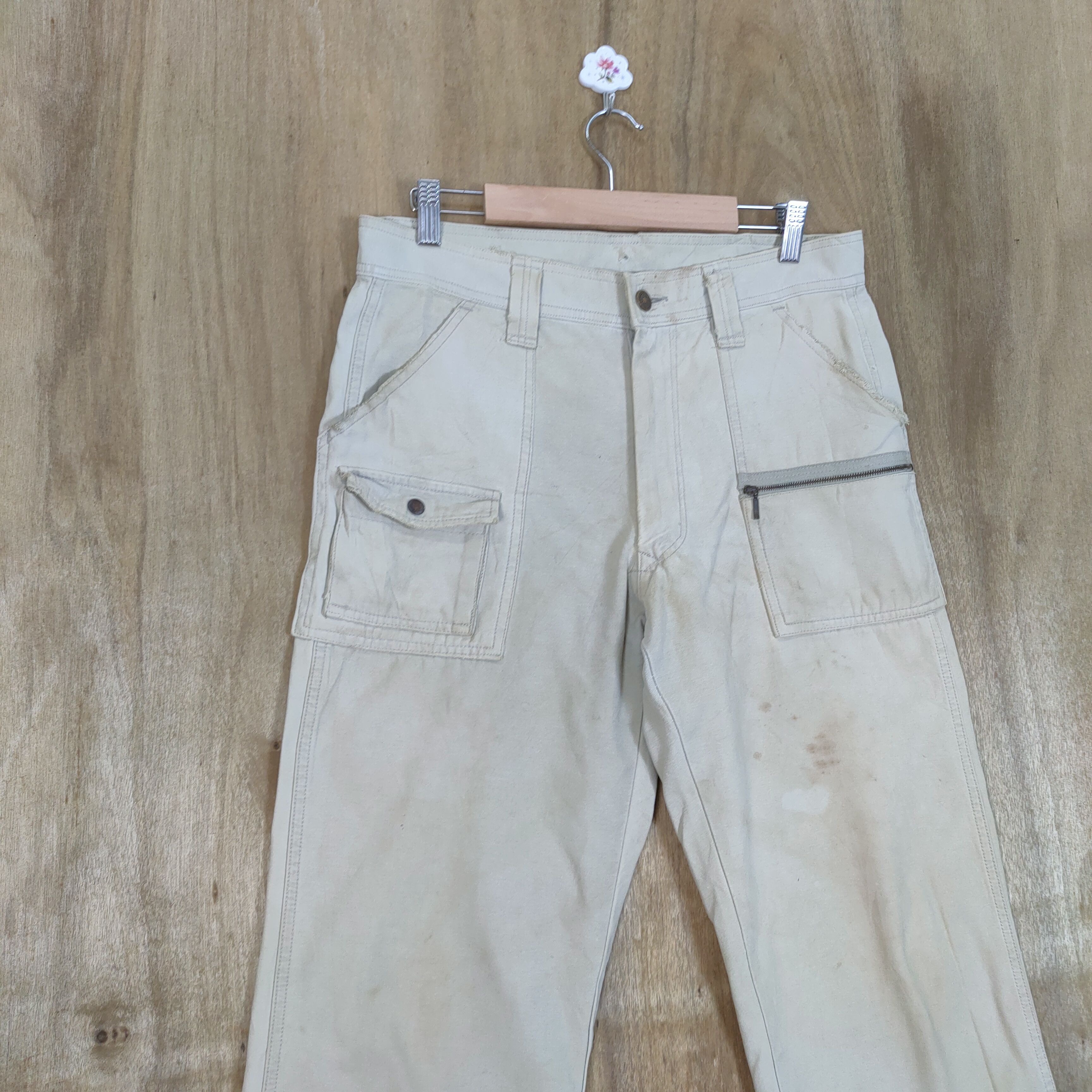 Japanese Brand × Vintage HOP SCOT FADED WHITE YELLOW CARGO PANTS Size US 32 / EU 48 - 4 Thumbnail
