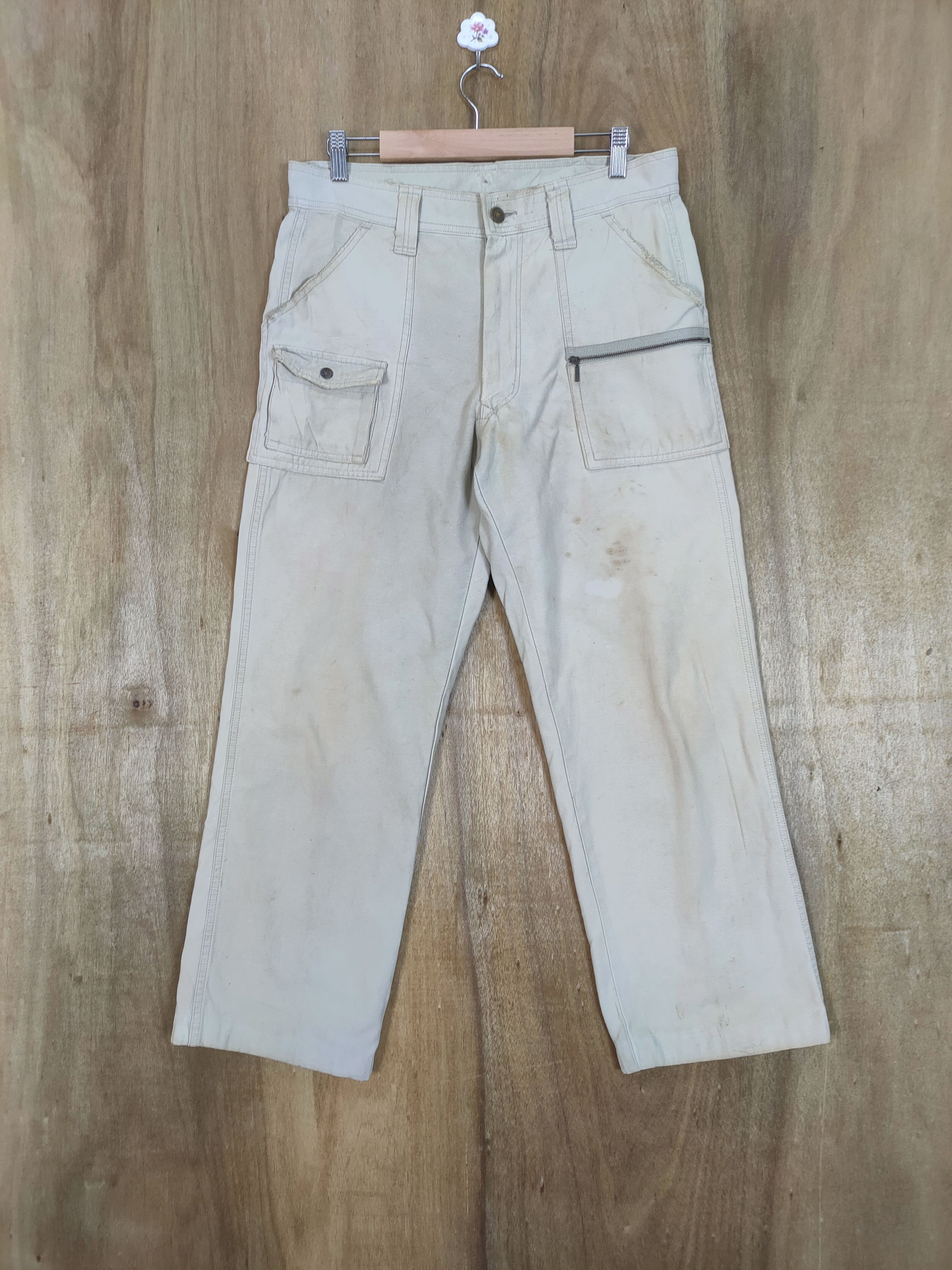 Japanese Brand × Vintage HOP SCOT FADED WHITE YELLOW CARGO PANTS Size US 32 / EU 48 - 1 Thumbnail
