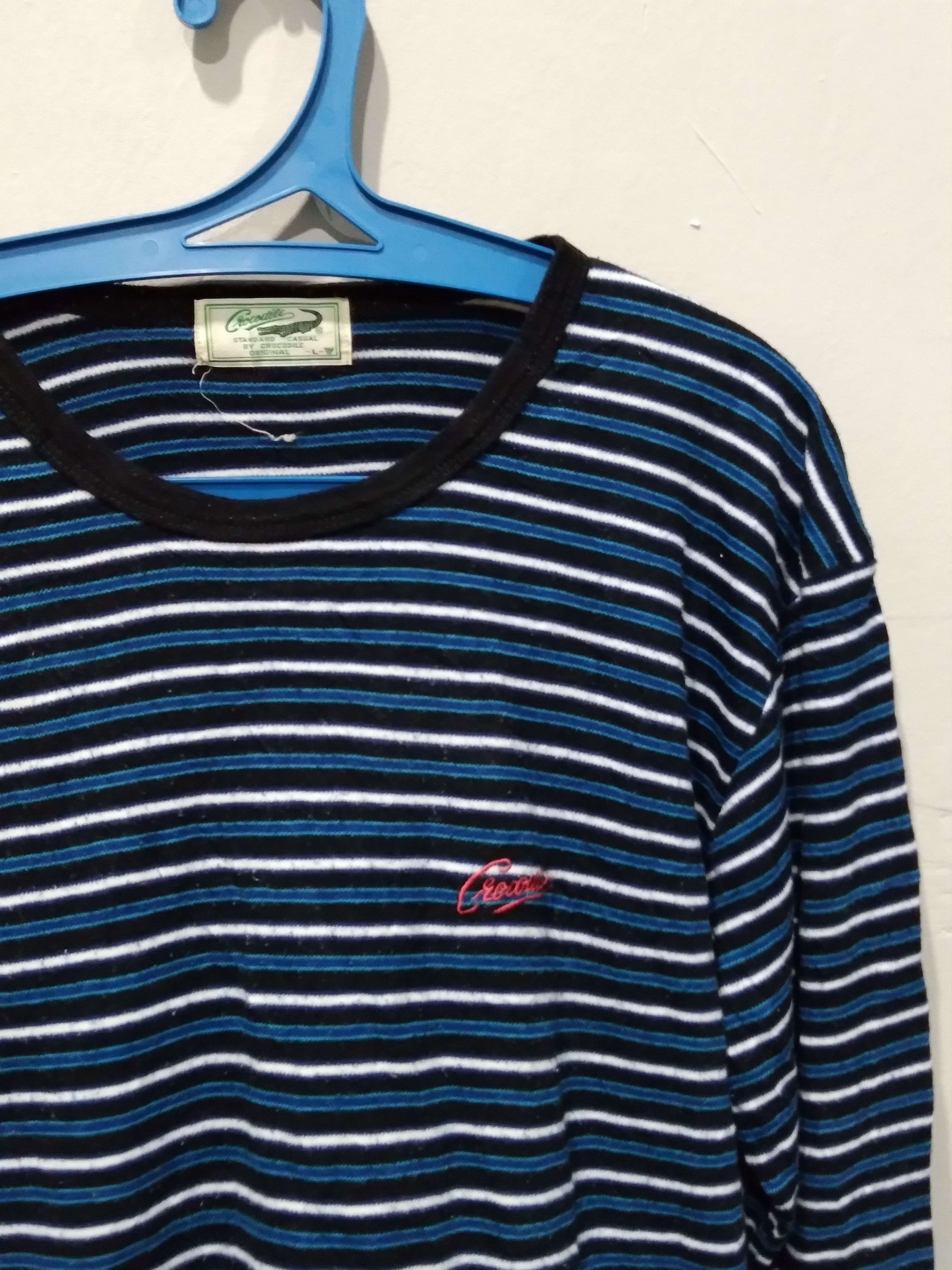 Lacoste Vintage 90s Crocodile Striped Polycotton Shirts Size US L / EU 52-54 / 3 - 2 Thumbnail