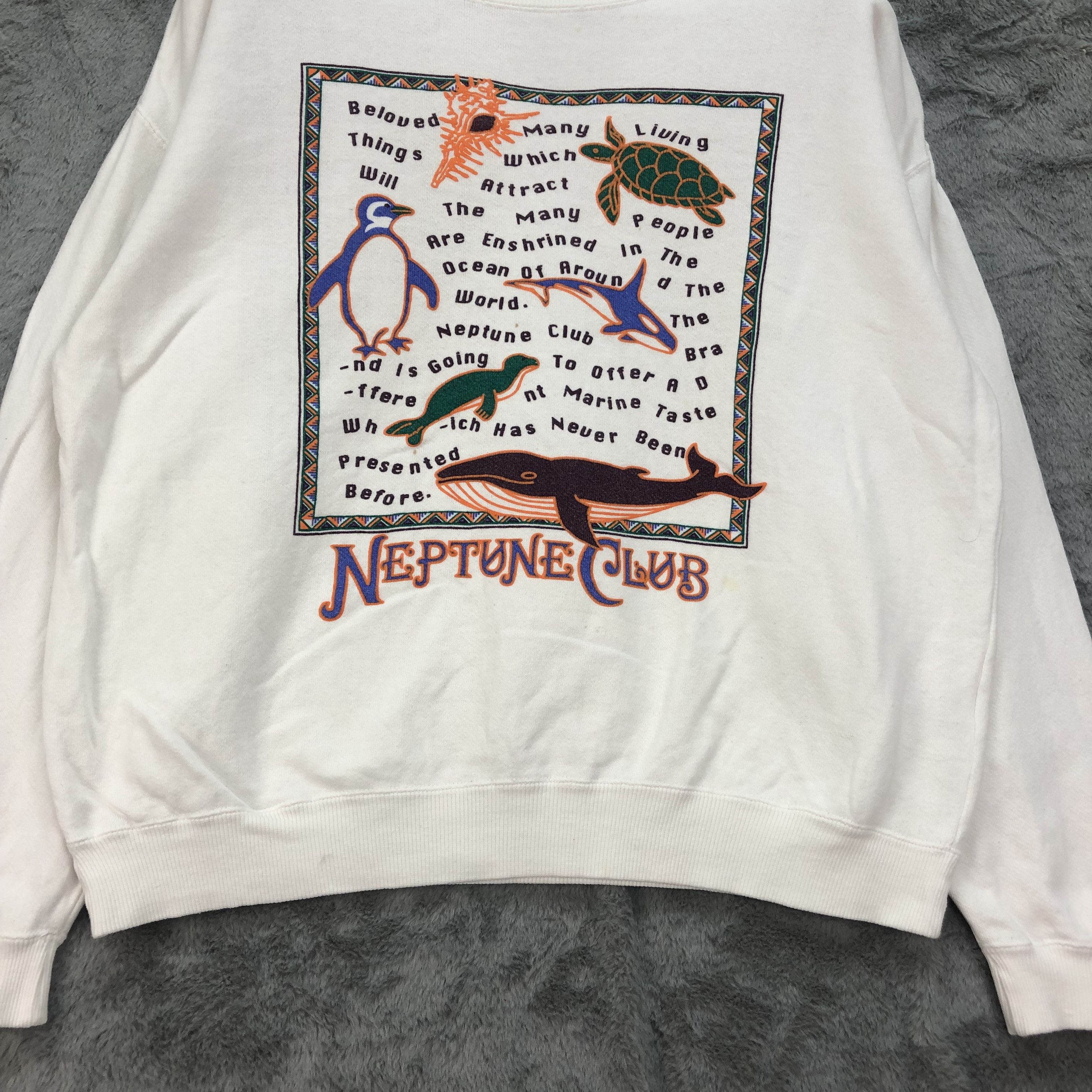 Vintage NEPTUNE CLUB Living Things in Ocean Sweatshirts #4620-168 Size M / US 6-8 / IT 42-44 - 4 Thumbnail