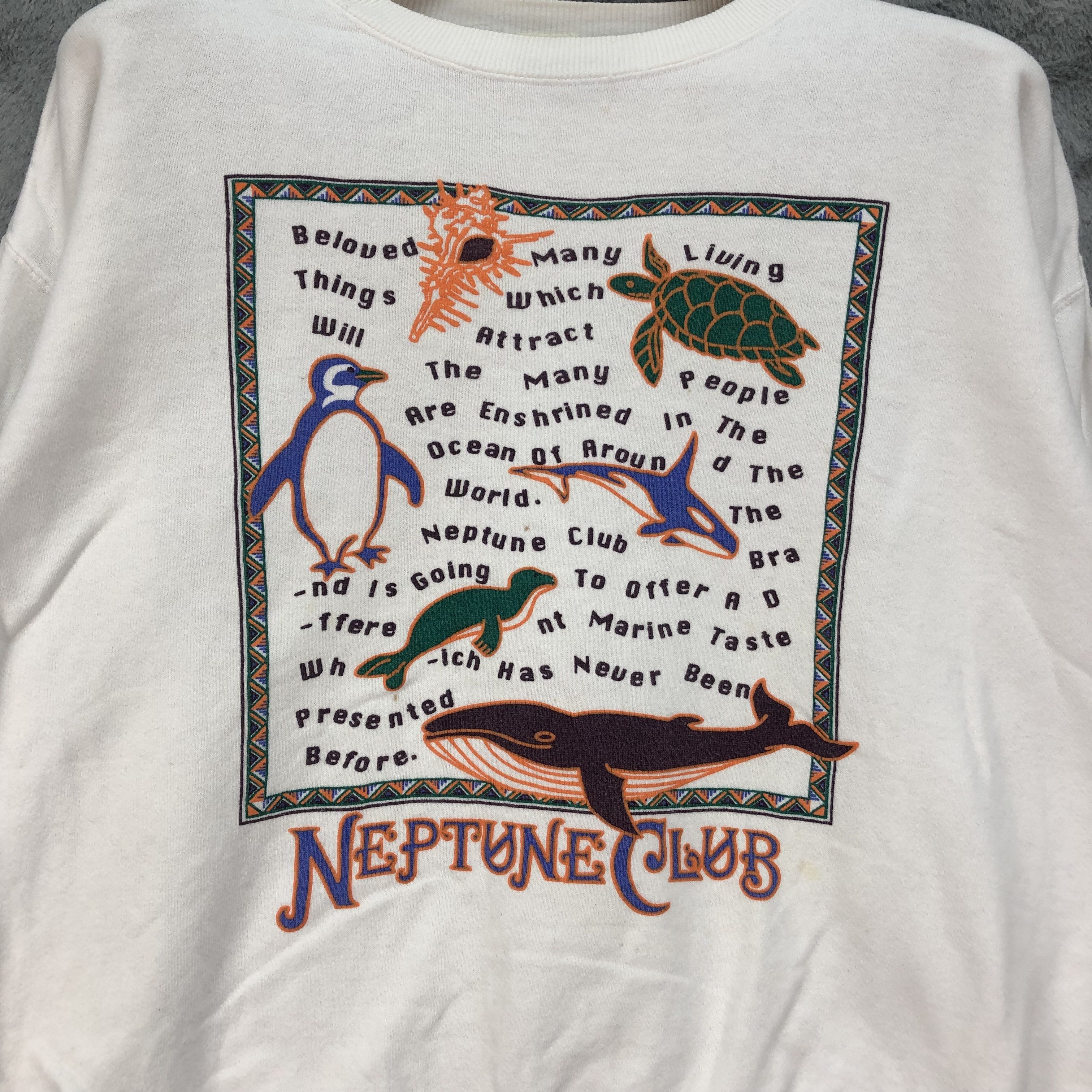 Vintage NEPTUNE CLUB Living Things in Ocean Sweatshirts #4620-168 Size M / US 6-8 / IT 42-44 - 3 Thumbnail
