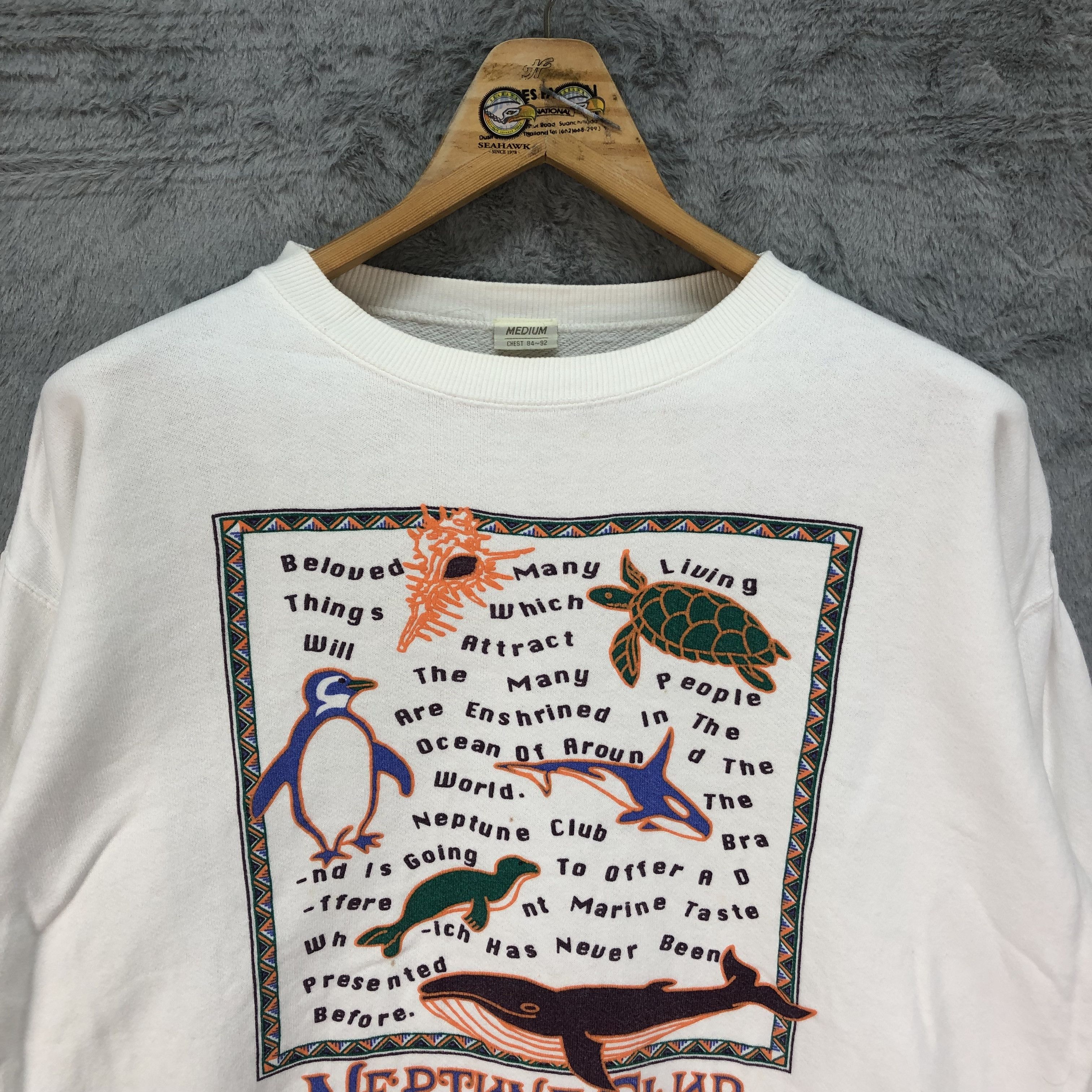 Vintage NEPTUNE CLUB Living Things in Ocean Sweatshirts #4620-168 Size M / US 6-8 / IT 42-44 - 2 Thumbnail
