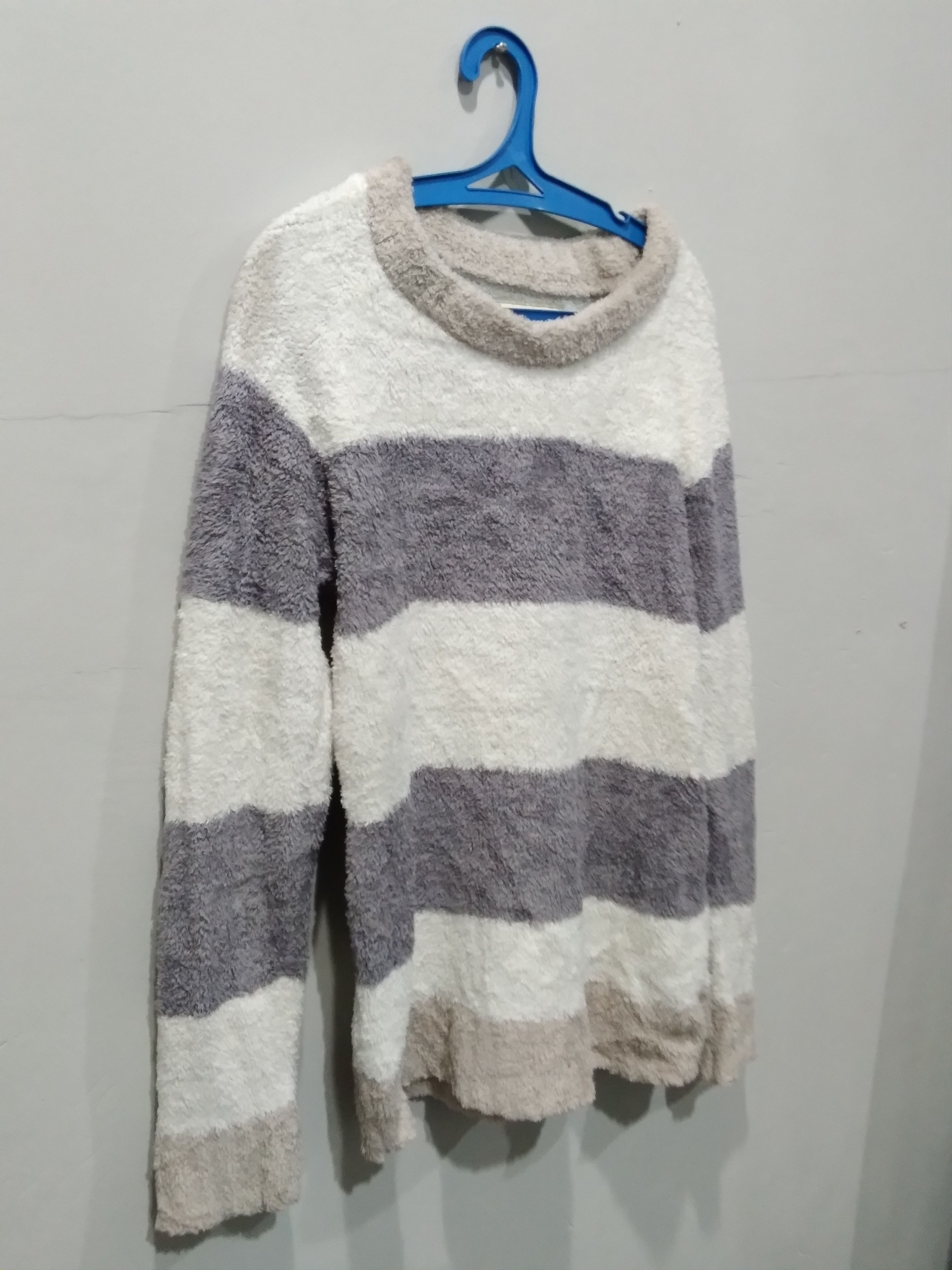 Japanese Brand Striped Gelato Pique Faux Fur Sweater Size ONE SIZE - 4 Thumbnail