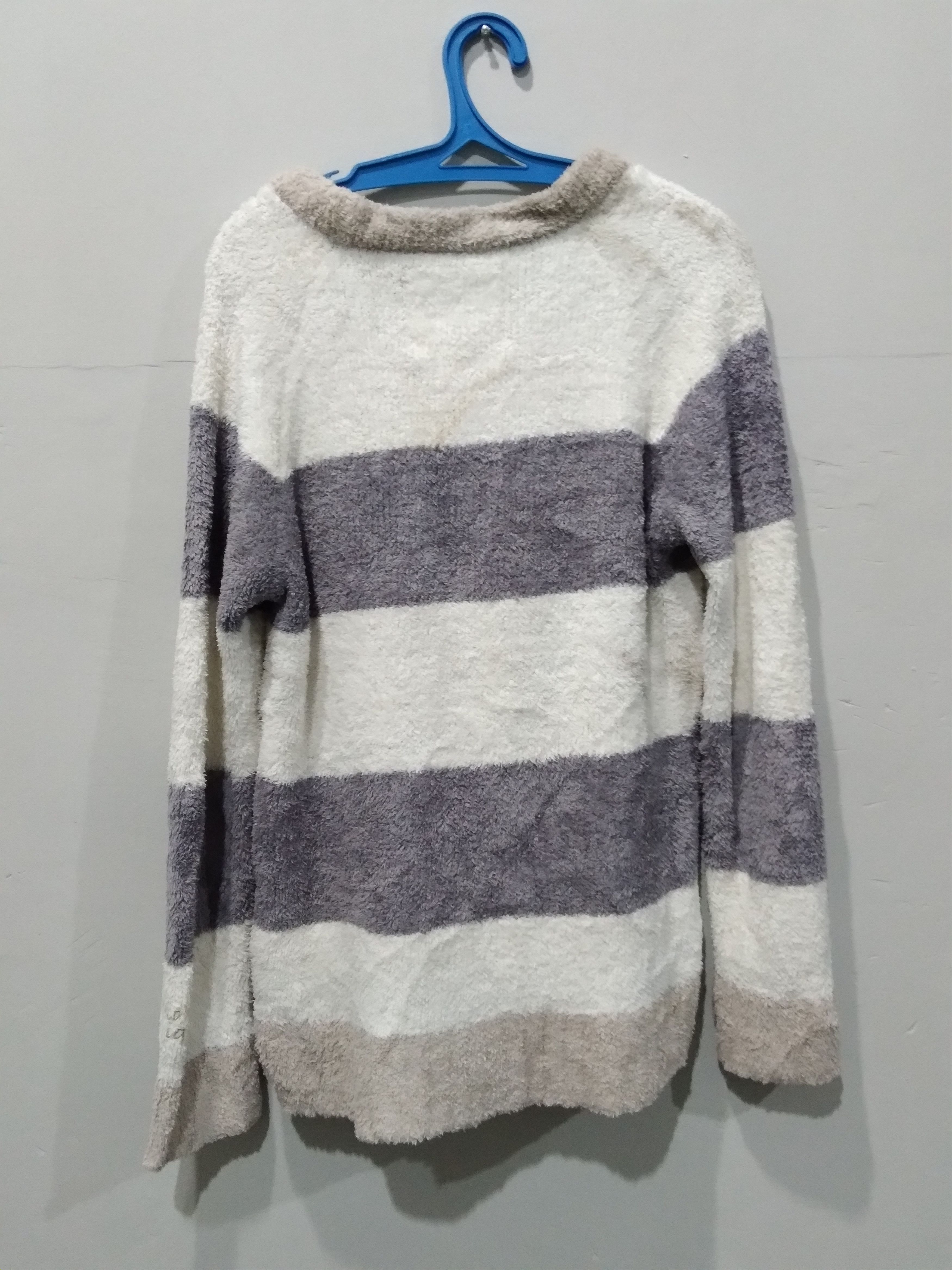 Japanese Brand Striped Gelato Pique Faux Fur Sweater Size ONE SIZE - 2 Thumbnail