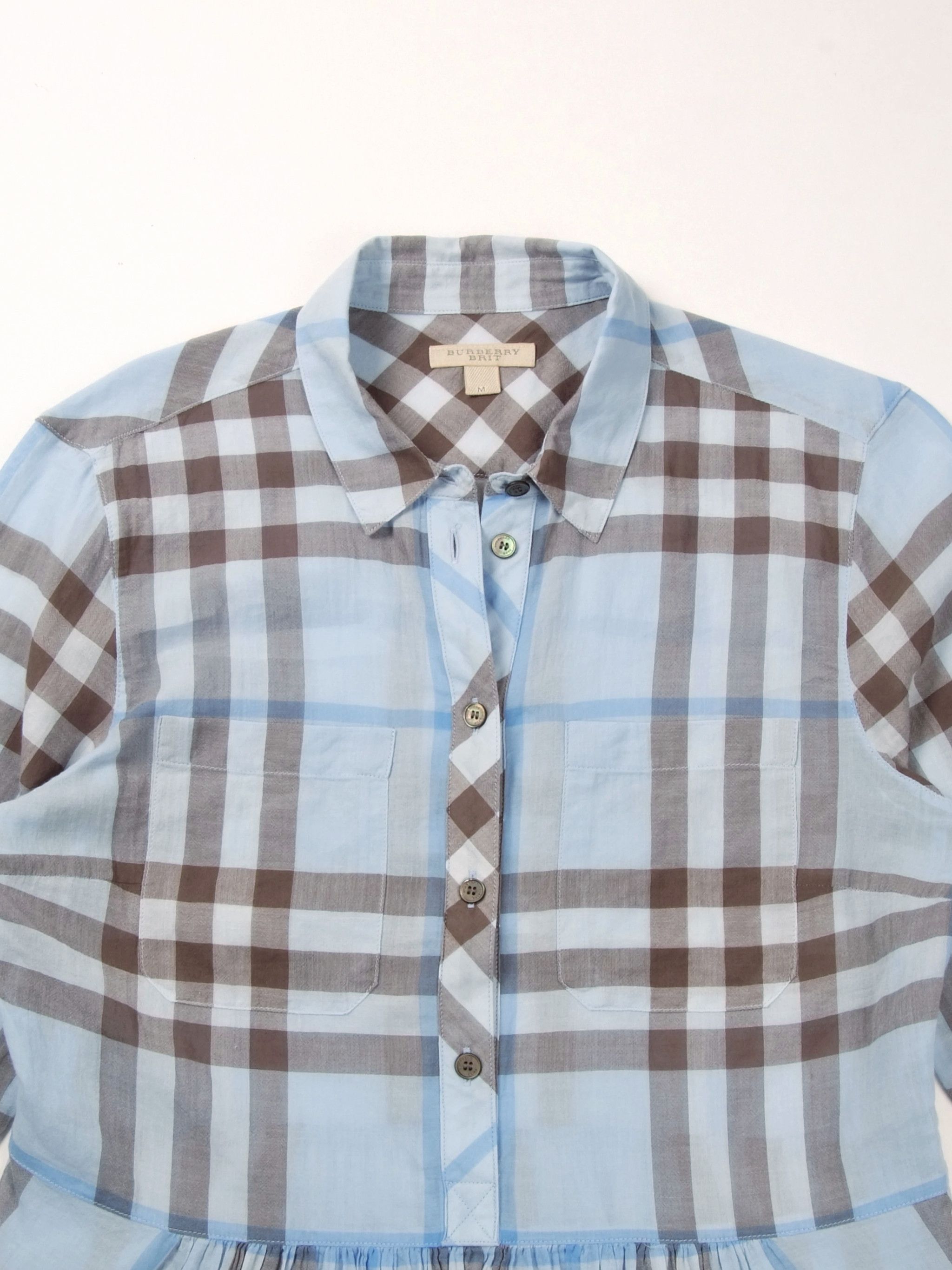 Burberry Burberry Checkered Shirt Blouse Lightblue Size M / US 6-8 / IT 42-44 - 3 Thumbnail