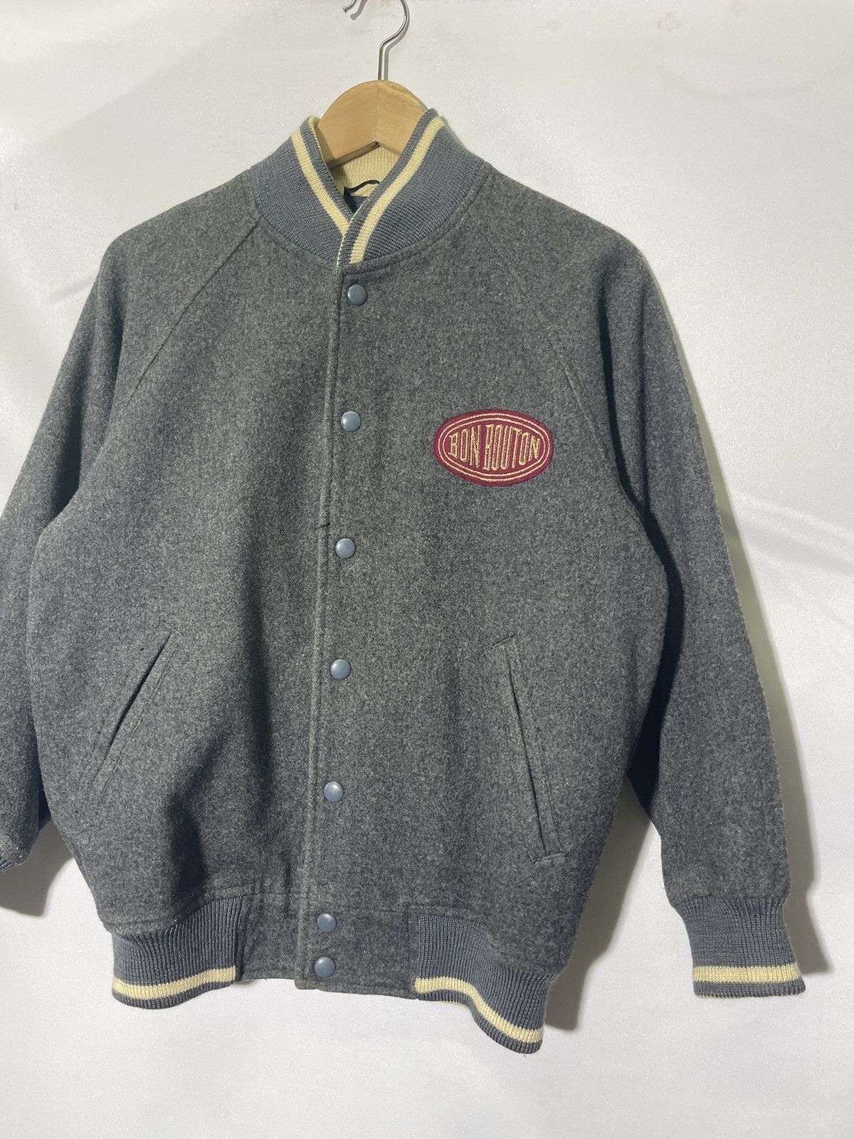 Japanese Brand × Vintage VINTAGE BON BOUTON WOOL VARSITY JACKET Size US M / EU 48-50 / 2 - 3 Thumbnail