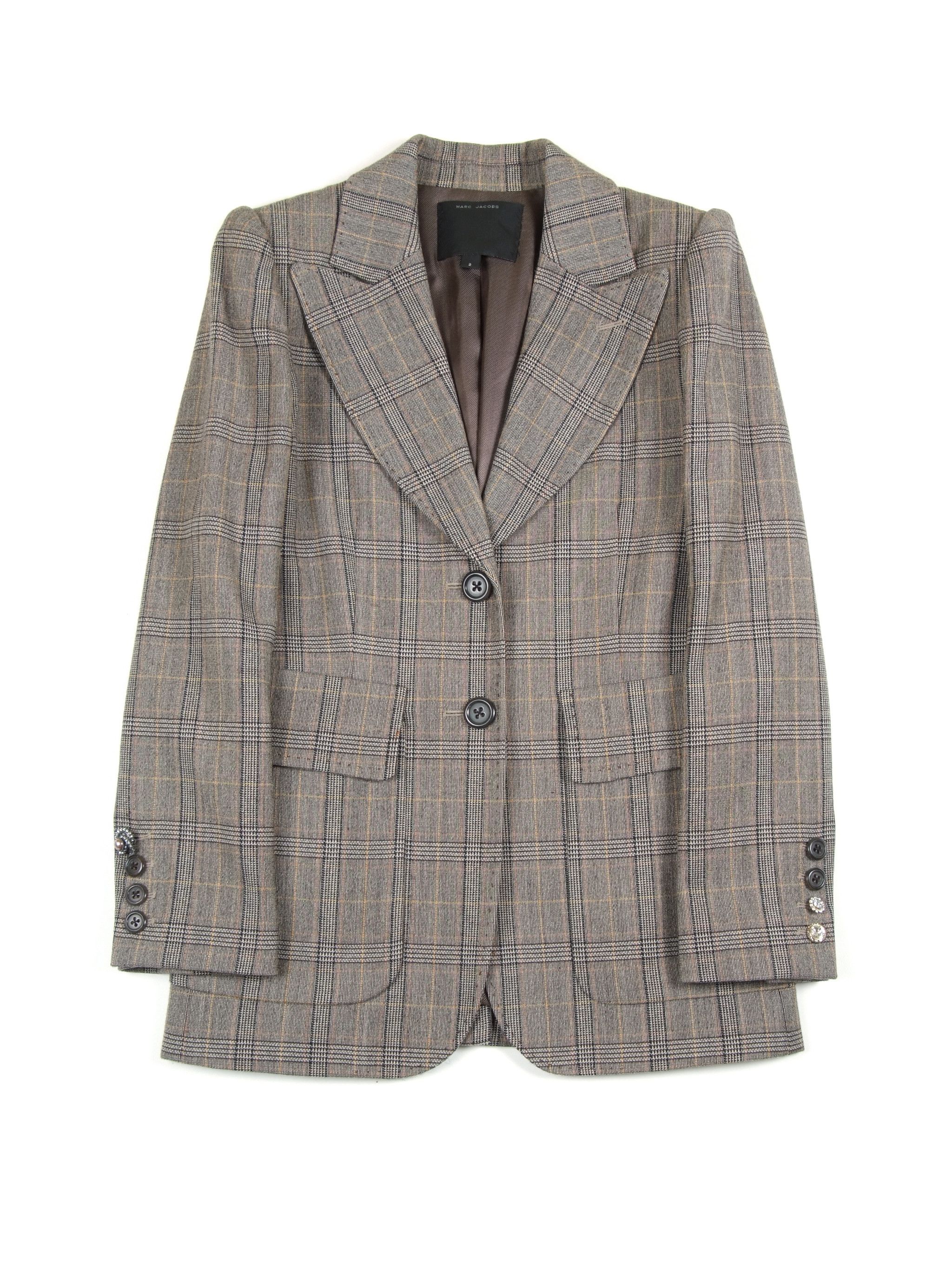 Marc Jacobs Vintage Main Line Marc Jacobs Plaid Wool Blazer Made in USA Size XS / US 0-2 / IT 36-38 - 1 Thumbnail