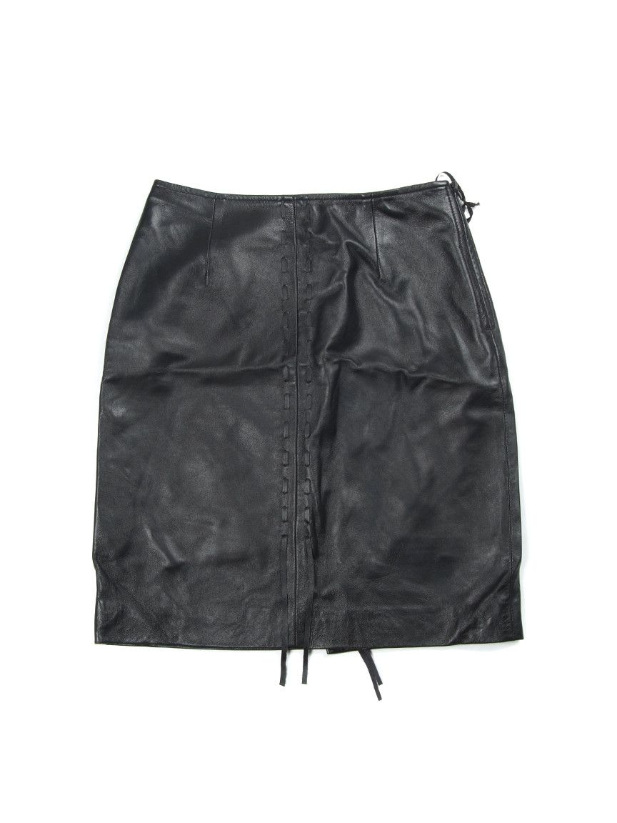 Genuine Leather × Vintage Vintage Le Iene Leather Black Mini Skirt Size 27" / US 4 / IT 40 - 1 Thumbnail