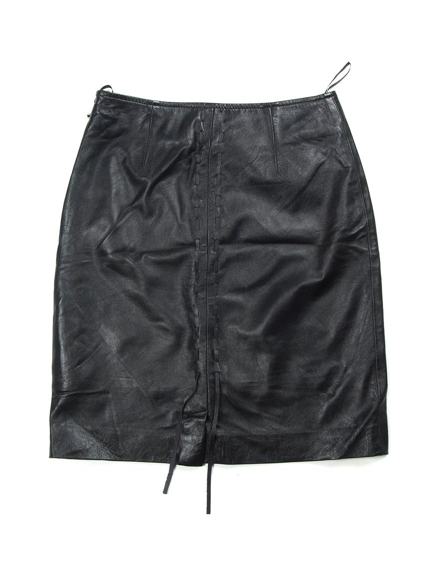 Genuine Leather × Vintage Vintage Le Iene Leather Black Mini Skirt Size 27" / US 4 / IT 40 - 2 Thumbnail