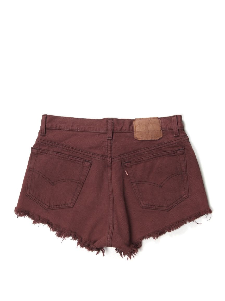 Levi's × Vintage Rare Vintage Levi's 90's USA Made Burgundy Denim Shorts Size 33" - 2 Thumbnail