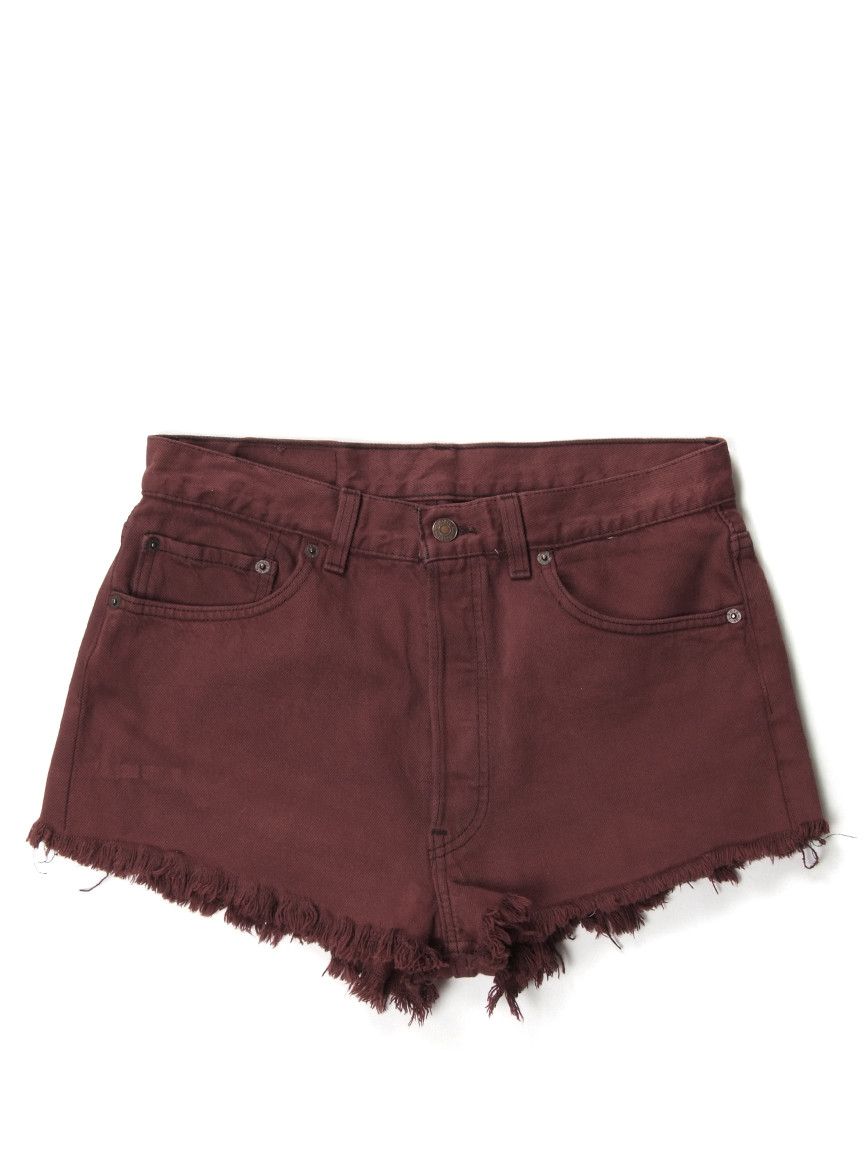 Levi's × Vintage Rare Vintage Levi's 90's USA Made Burgundy Denim Shorts Size 33" - 1 Thumbnail