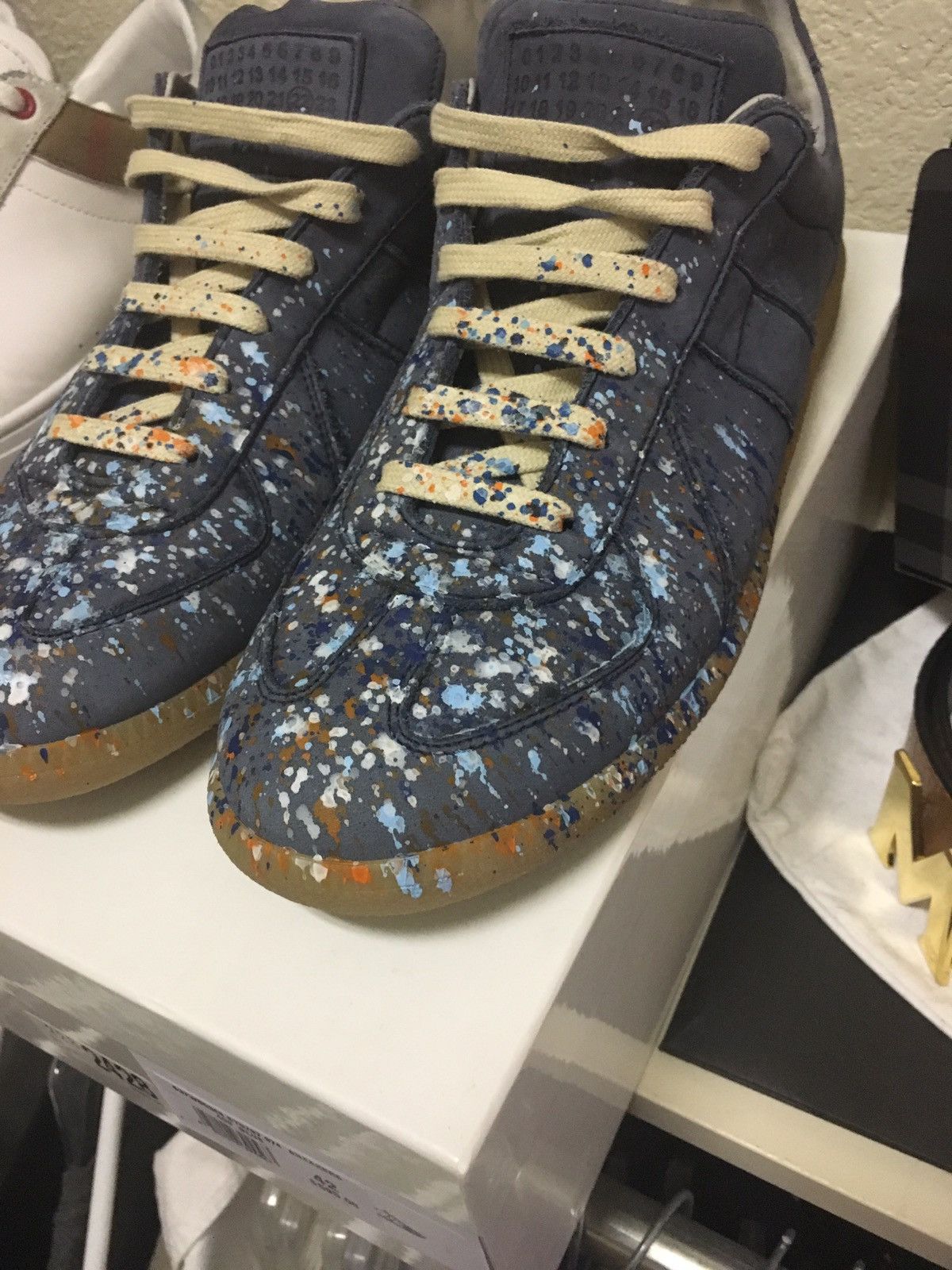 Maison margiela blue paint splatter outlet
