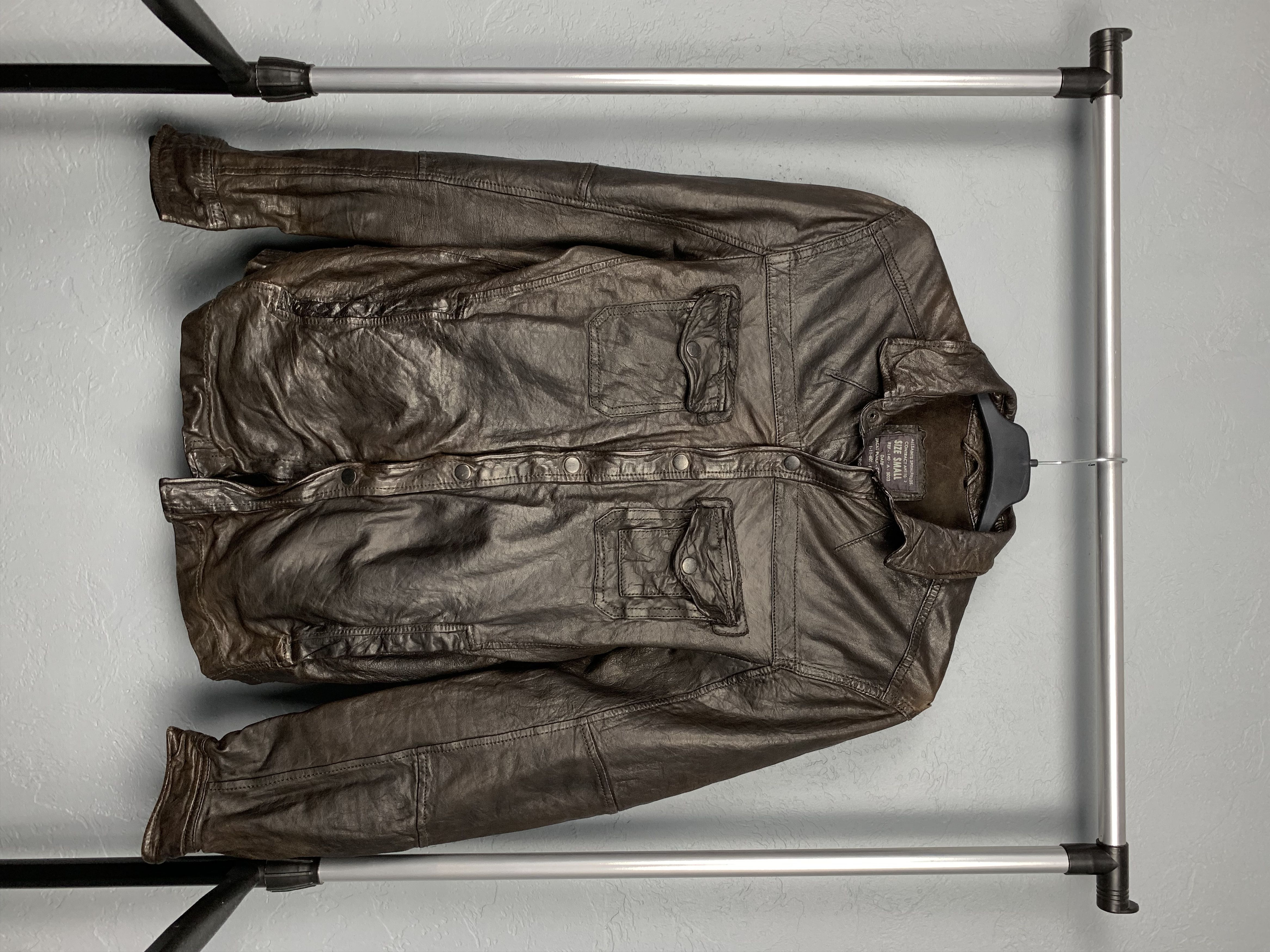 image of Allsaints Men’S Leather Shirt Overshirt in Black, Men's (Size Small)