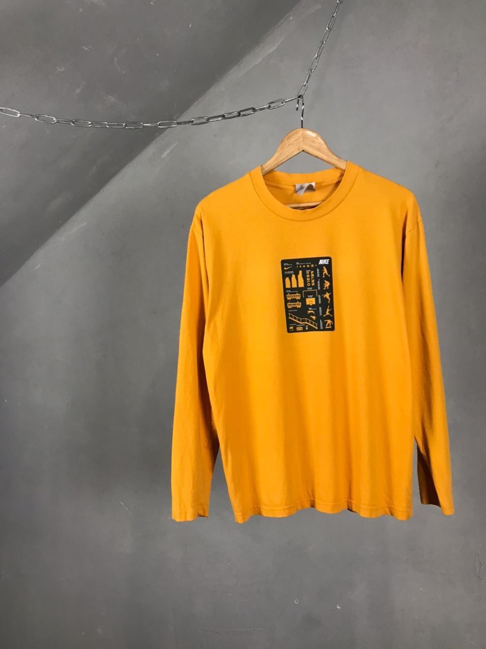 Vintage Nike swoosh streetwear vintage yellow longsleeve Size US S / EU 44-46 / 1 - 1 Thumbnail