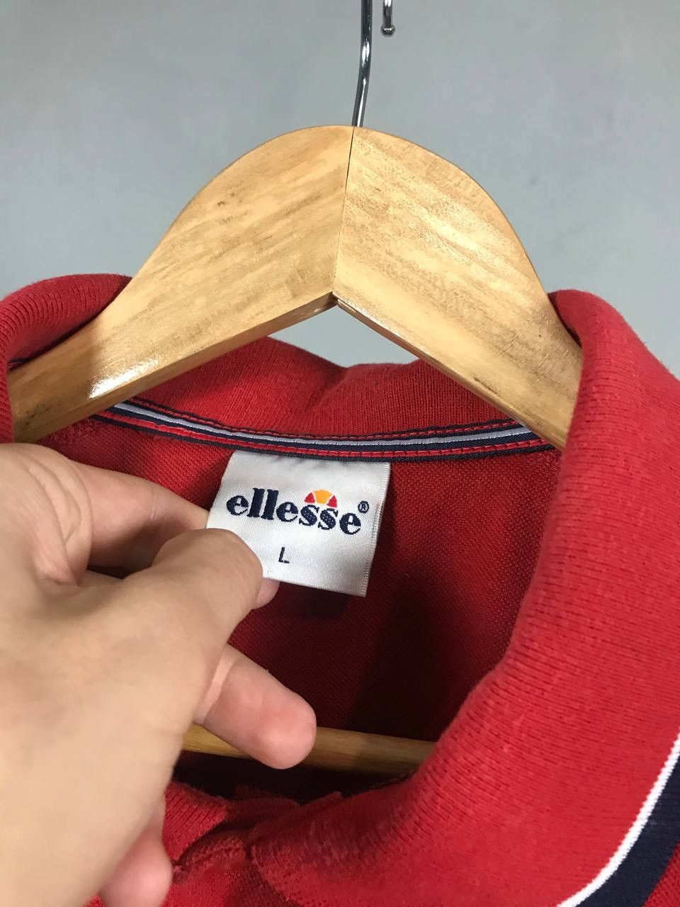 Vintage Ellesse vintage streetwear sportwear red polo tee Size US L / EU 52-54 / 3 - 6 Thumbnail