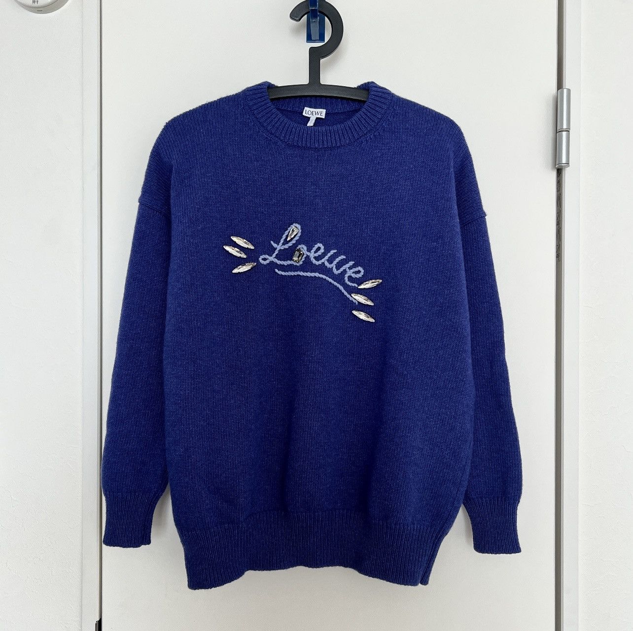 Loewe Loewe Crystal Embellished Logo Knit Sweater | Grailed