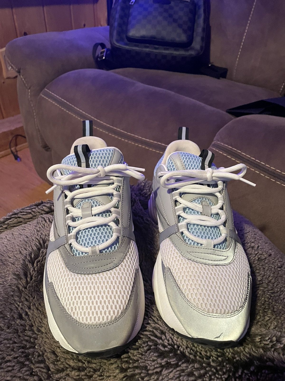 Dior Dior B22 White/Blue Calfskin Sneaker Size US 11 / EU 44 - 4 Thumbnail