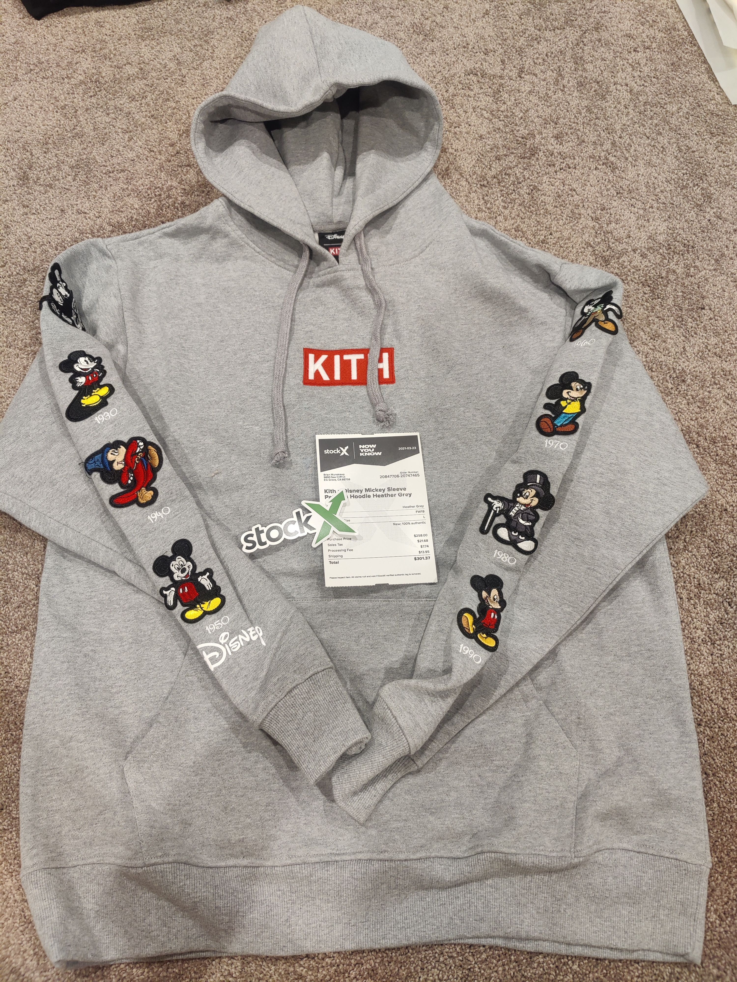 Brand New kith x mickey mouse hoodie grey 
