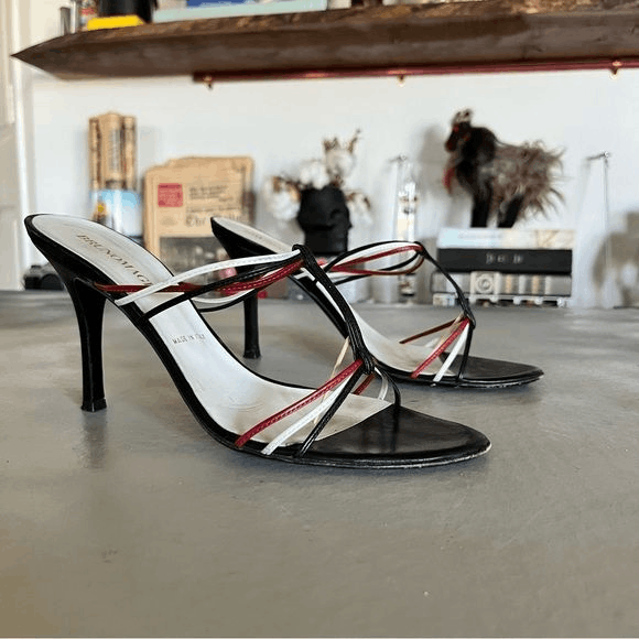 Bruno Magli T Strap Twisted High Heel Sandal Pumps