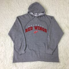 Vintage Detroit Red Wings Nhl Hoodie - Large Grey Cotton Blend