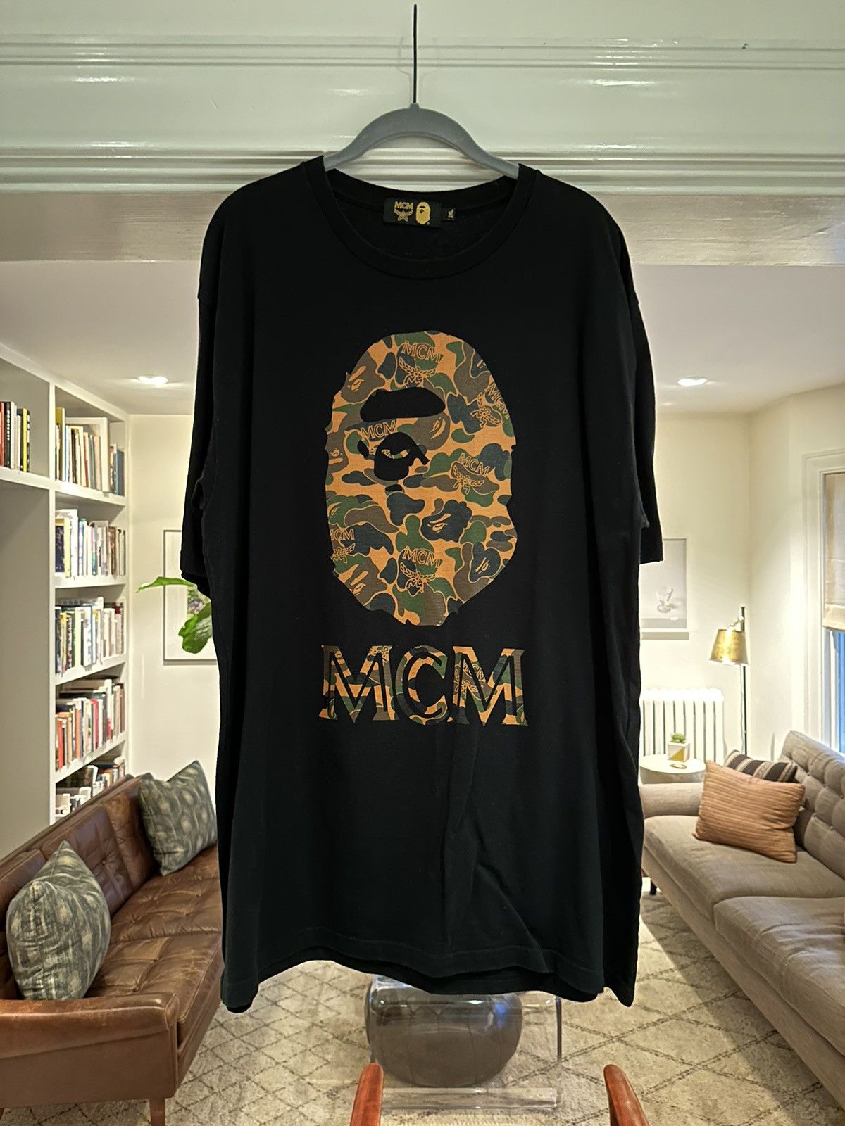 Bape Bape X MCM Camo Ape Head Tee | Grailed