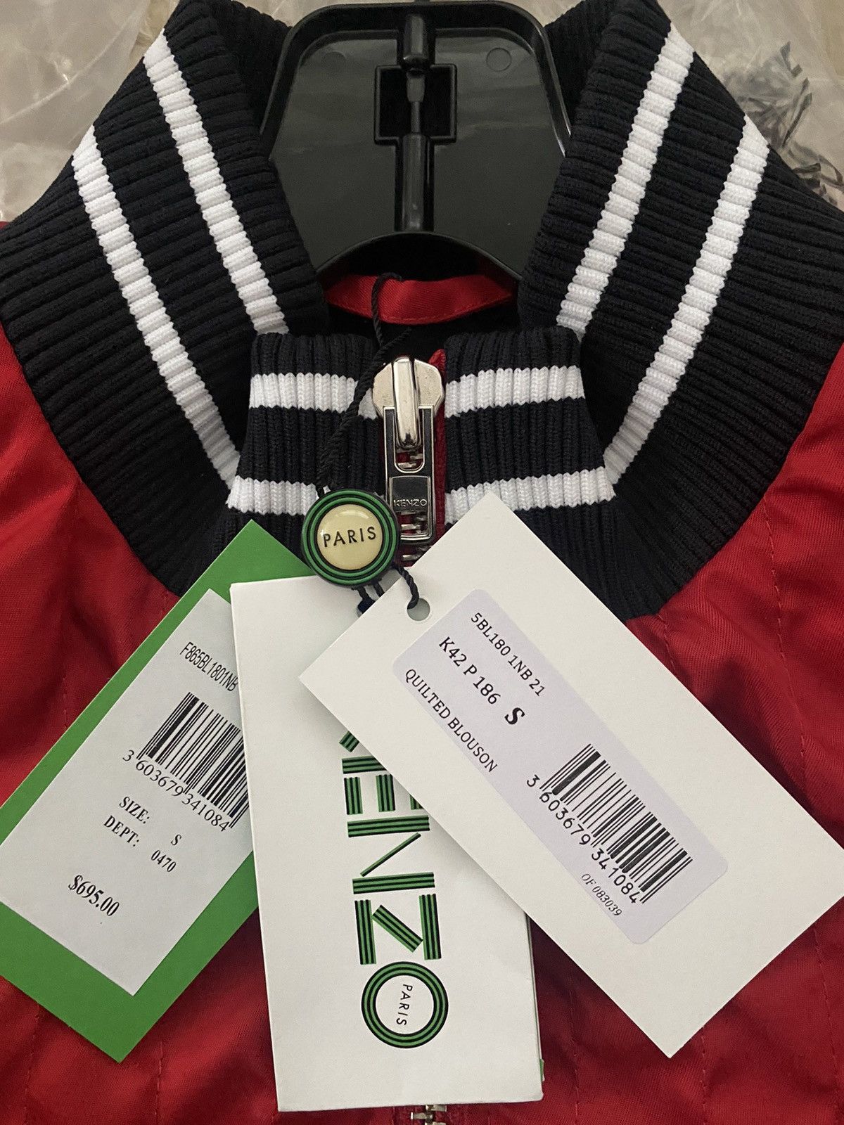 Kenzo KENZO Quilted Bomber Zipped Jacket Red S NEW Size US S / EU 44-46 / 1 - 10 Thumbnail