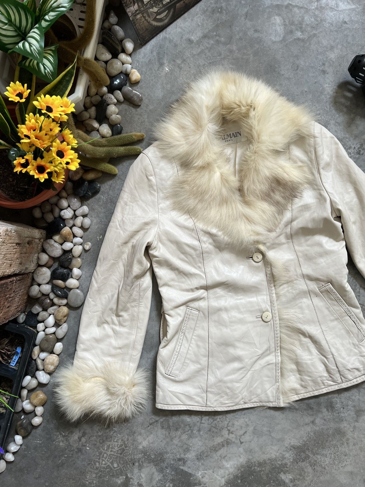 PIERRE BALMAIN ファー付きジャケット　フランス Vintage PIERRE BALMAIN FOURRURES Beaver Fur Coat with Collar and