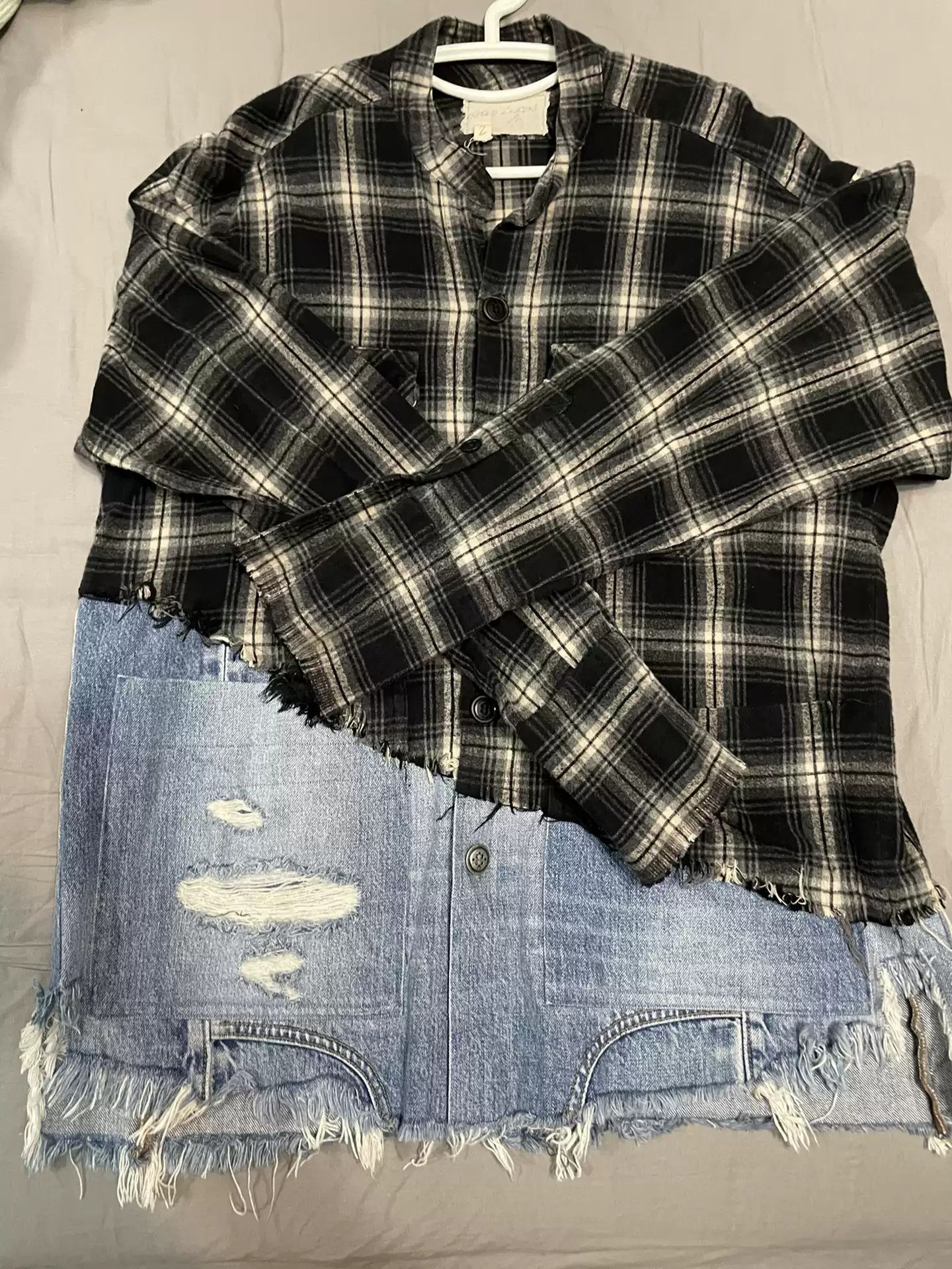 Greg Lauren Black Checked Shirt Jean Size 2