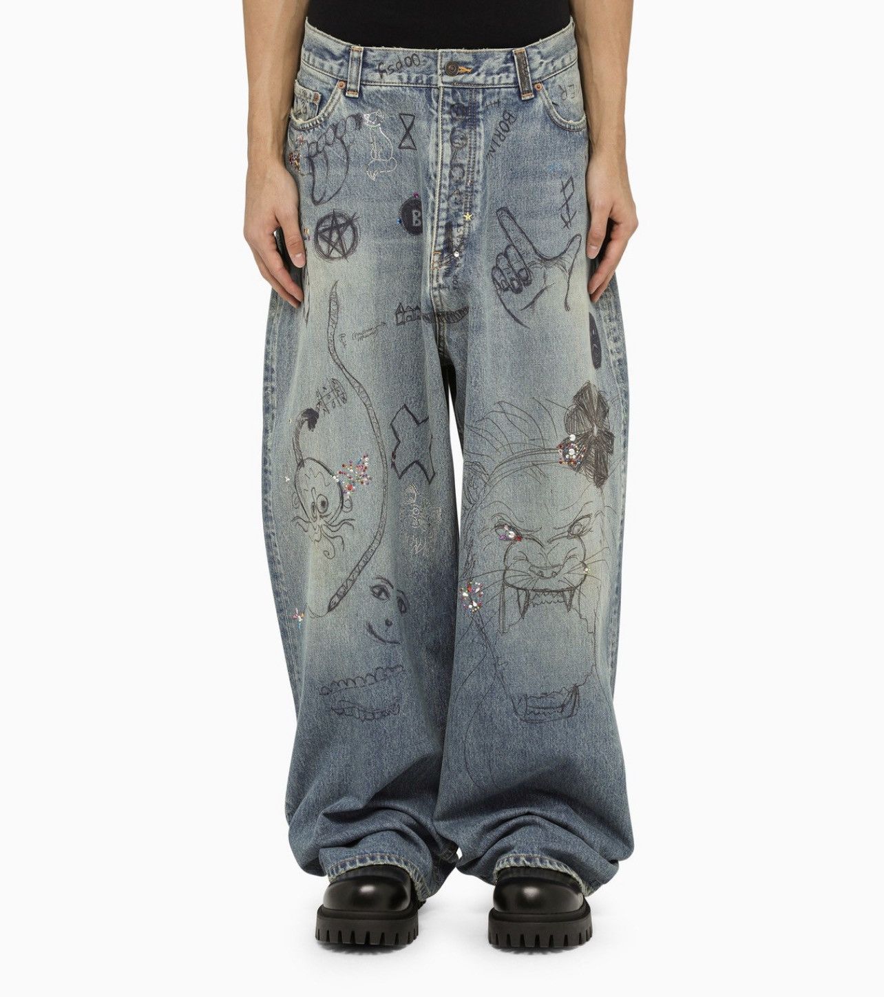 Balenciaga Balenciaga Winter 22 Rhinestone baggy jeans | Grailed