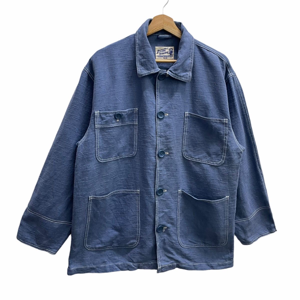Vintage × Warehouse 💥70s FLYING TIGER BUTTON CHORE WORKER JACKET Size US L / EU 52-54 / 3 - 2 Thumbnail